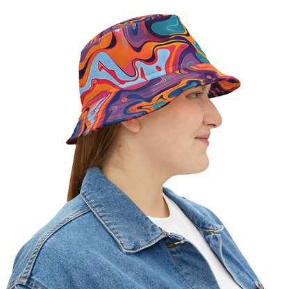 Bucket Hats - Psychedelic Peach Lilac Bucket Hat - Acid Daddy