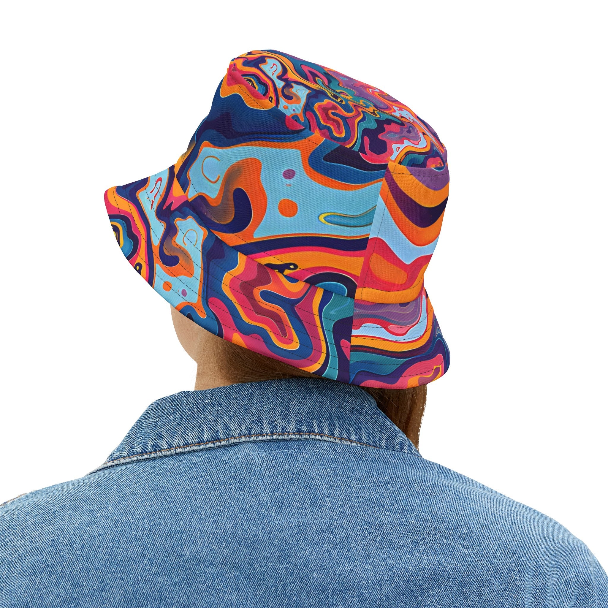 Bucket Hats - Psychedelic Peach Lilac Bucket Hat - Acid Daddy