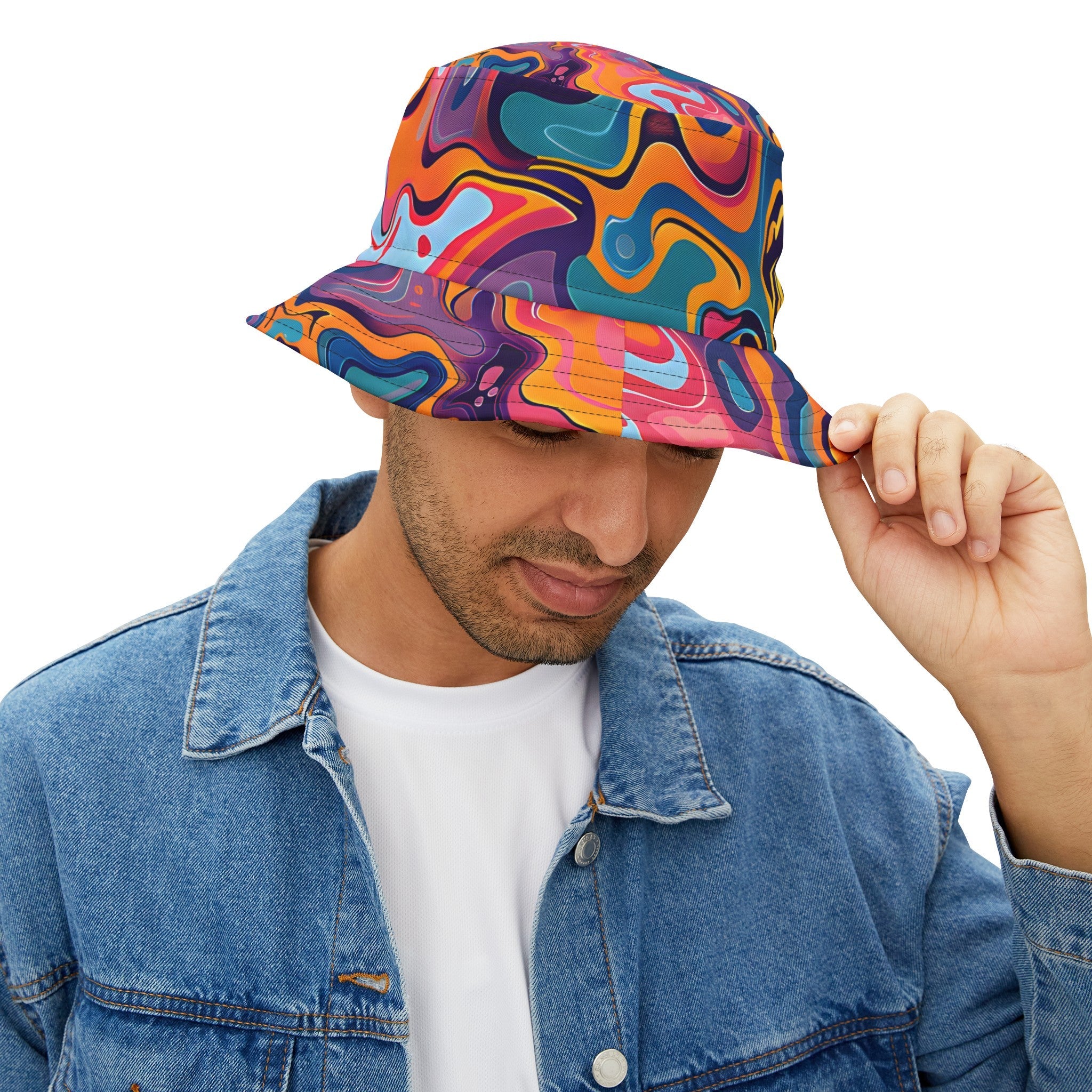 Bucket Hats - Psychedelic Peach Lilac Bucket Hat - Acid Daddy