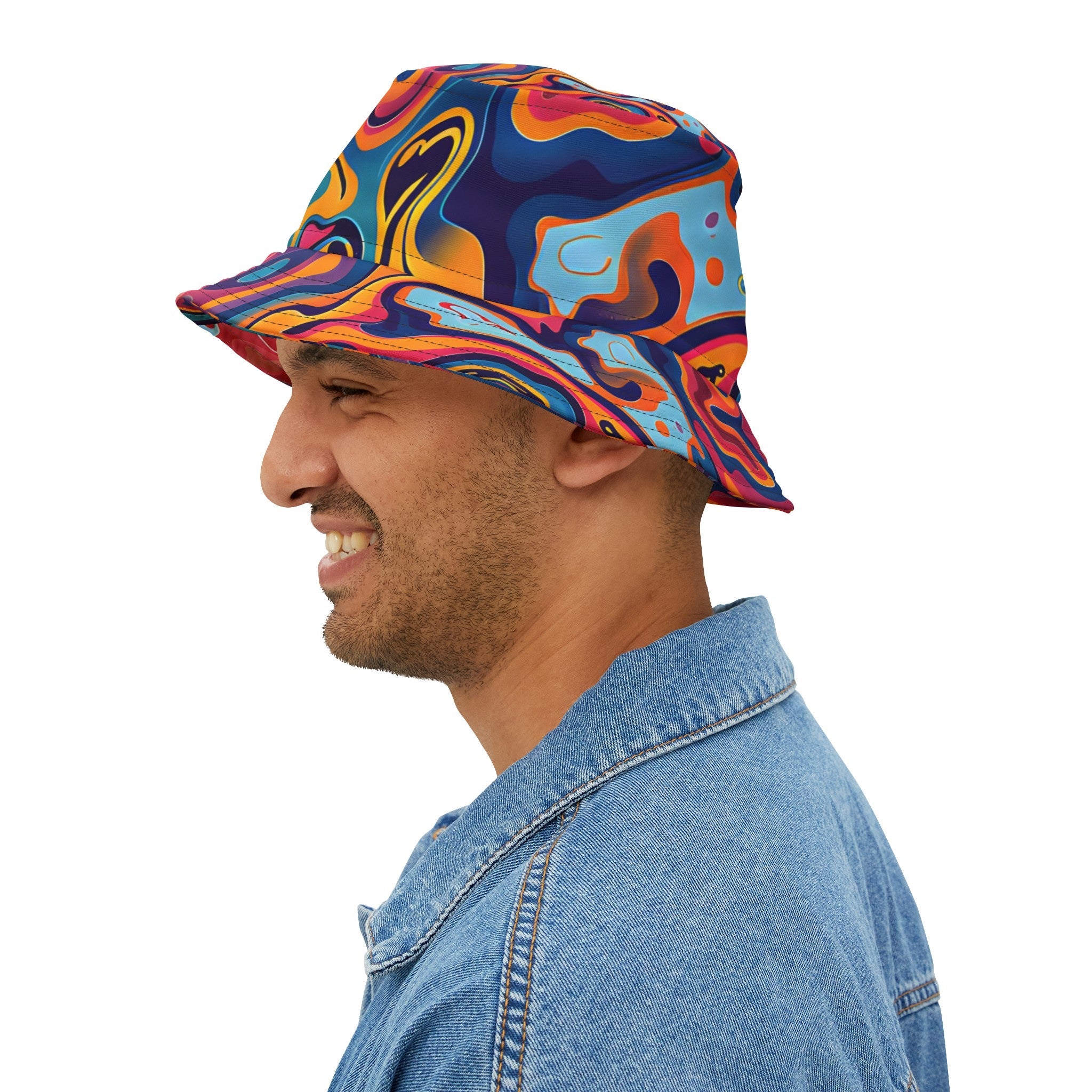 Bucket Hats - Psychedelic Peach Lilac Bucket Hat - Acid Daddy