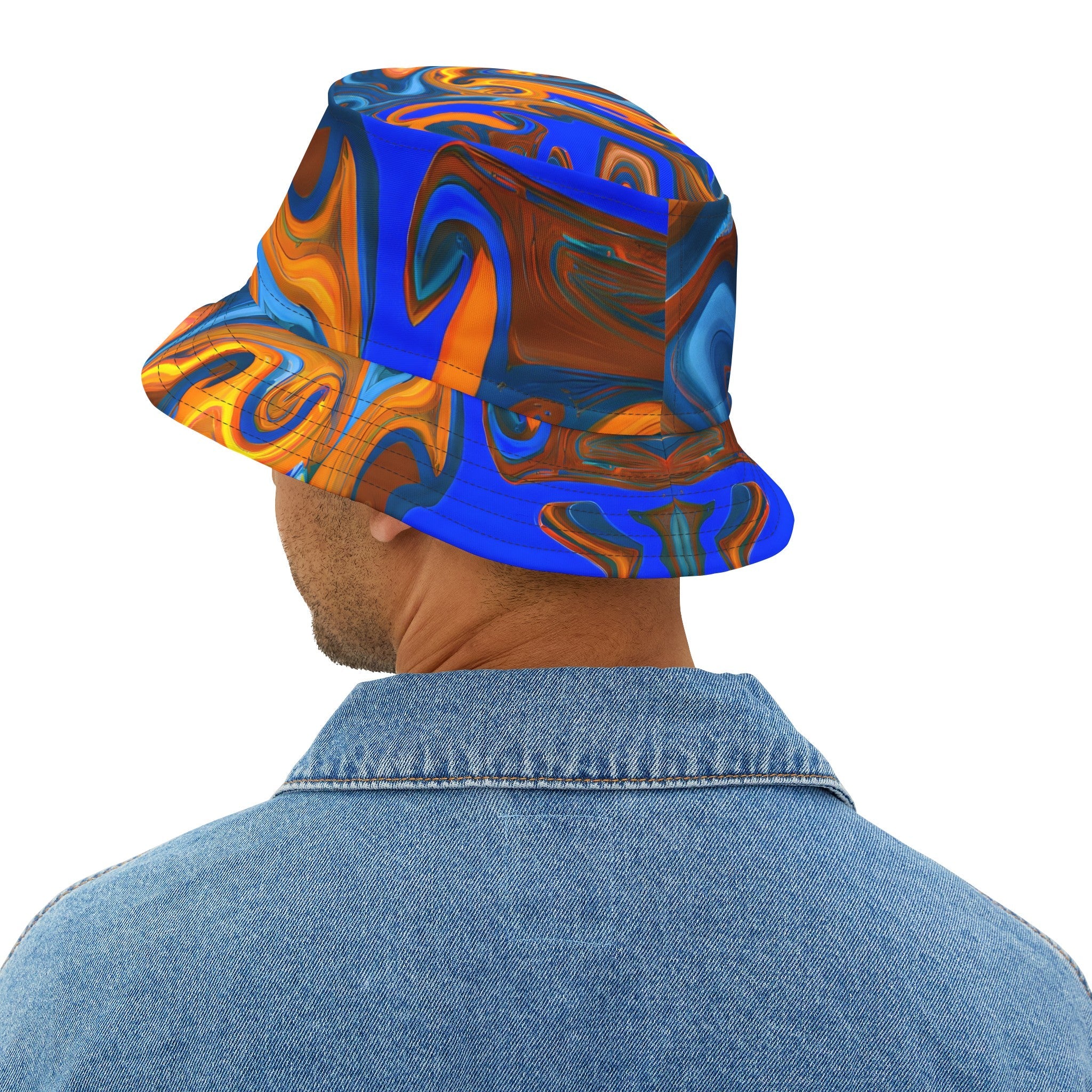 Bucket Hats - Trippy Blue Orange Bucket Hat - Acid Daddy