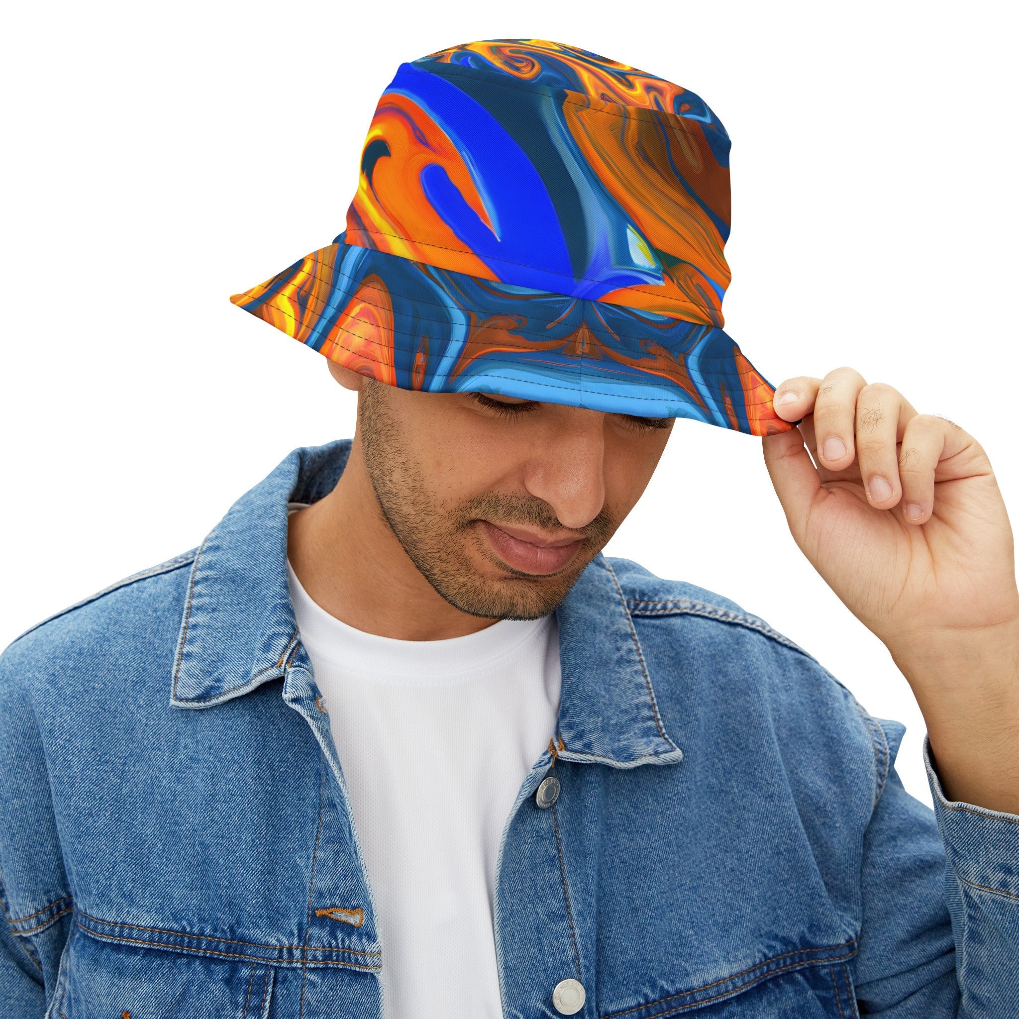 Bucket Hats - Trippy Blue Orange Bucket Hat - Acid Daddy