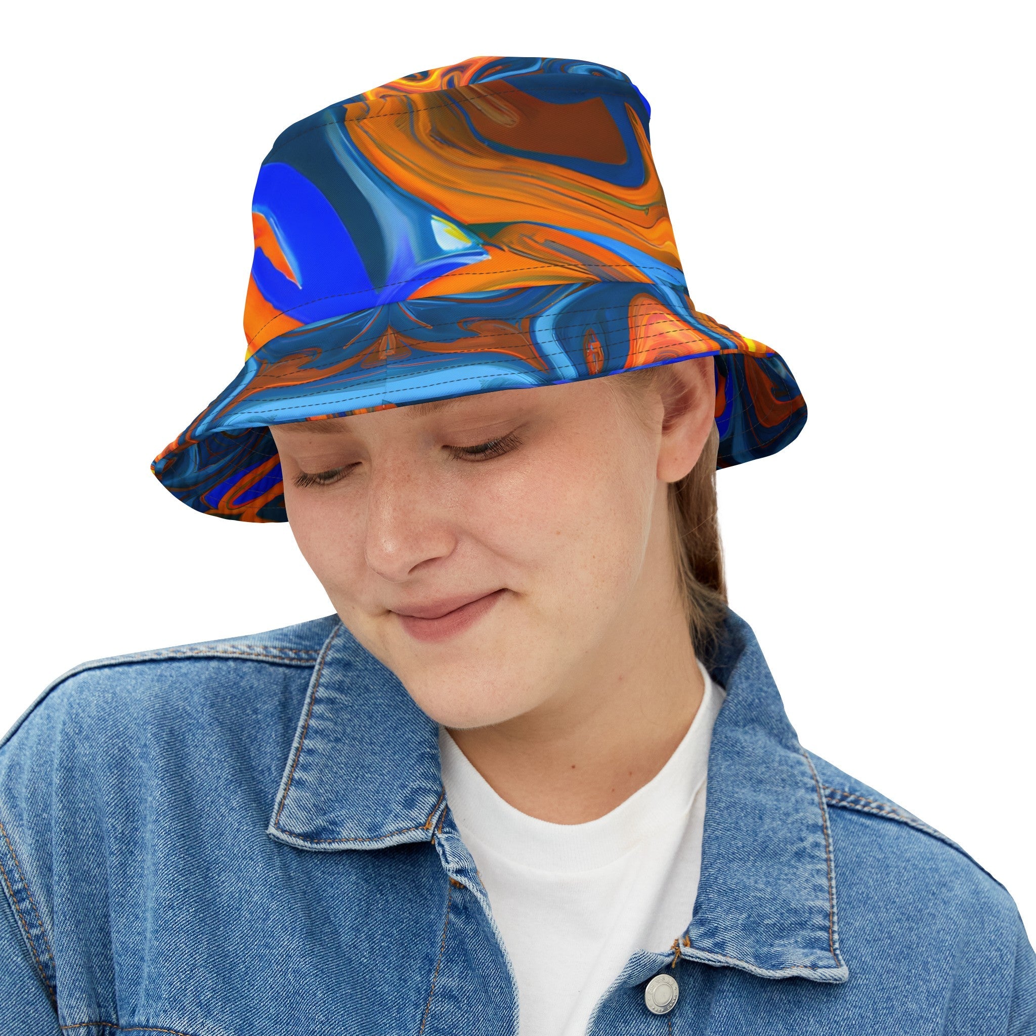 Bucket Hats - Trippy Blue Orange Bucket Hat - Acid Daddy