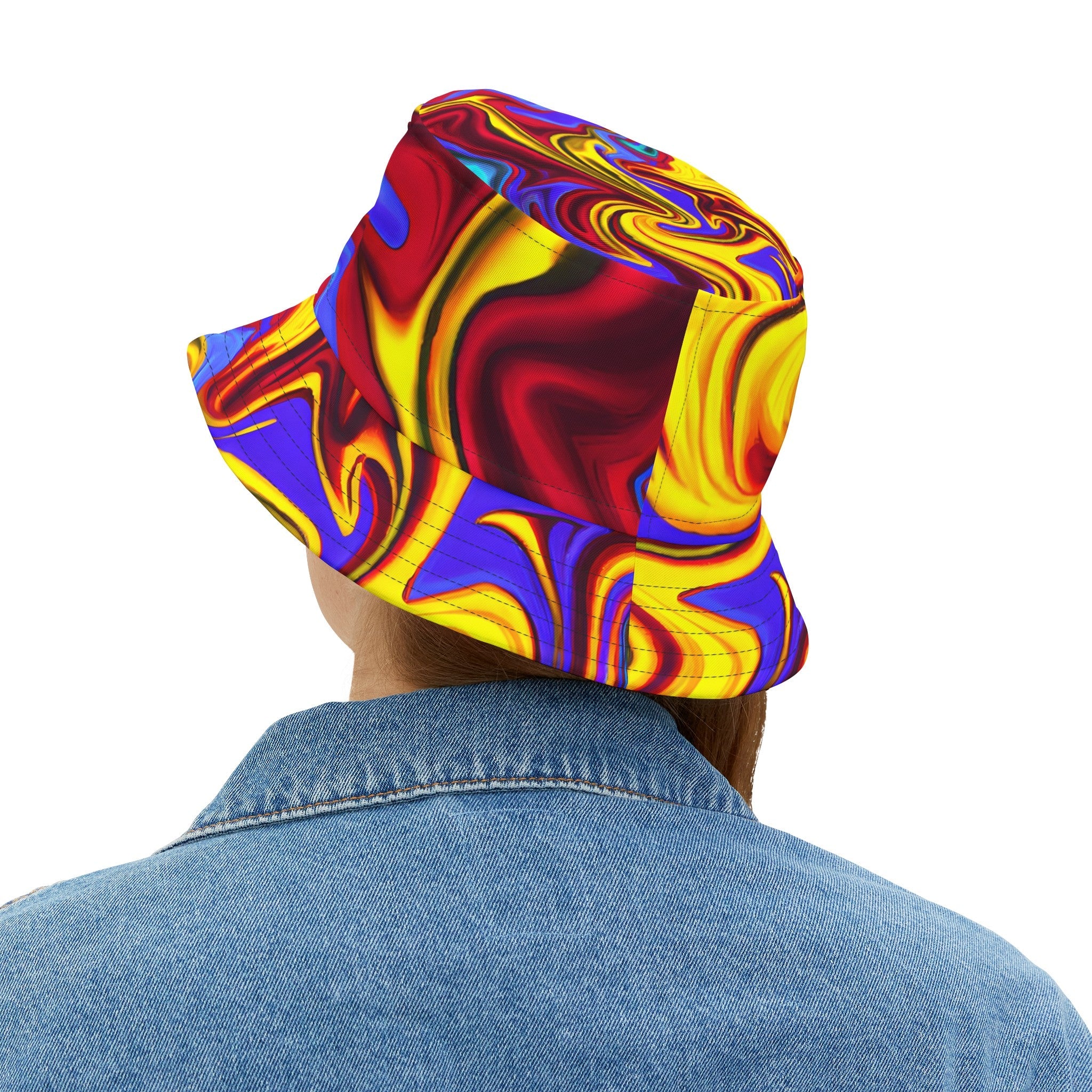 Bucket Hats - Trippy Yellow Swirl Bucket Hat - Acid Daddy