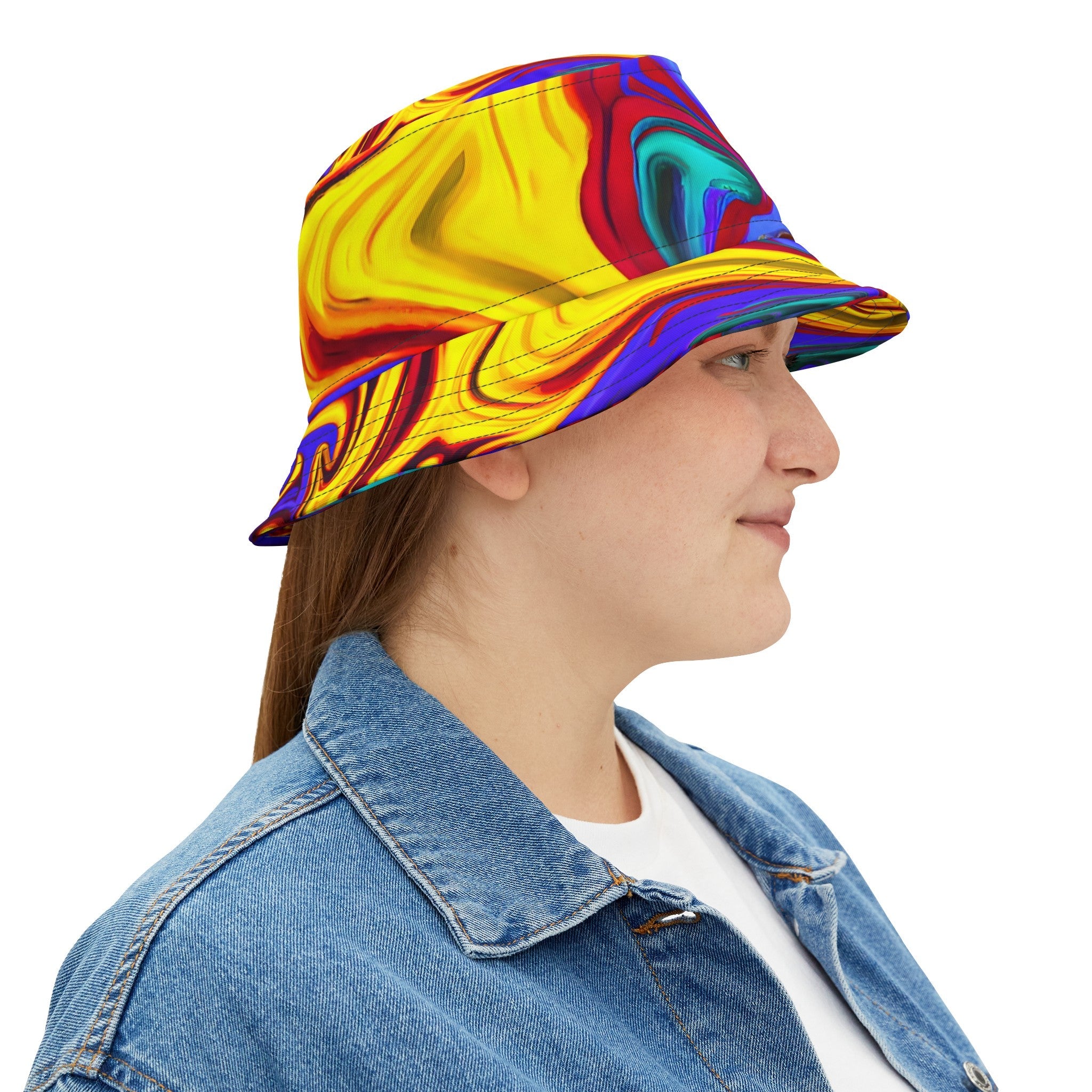 Bucket Hats - Trippy Yellow Swirl Bucket Hat - Acid Daddy