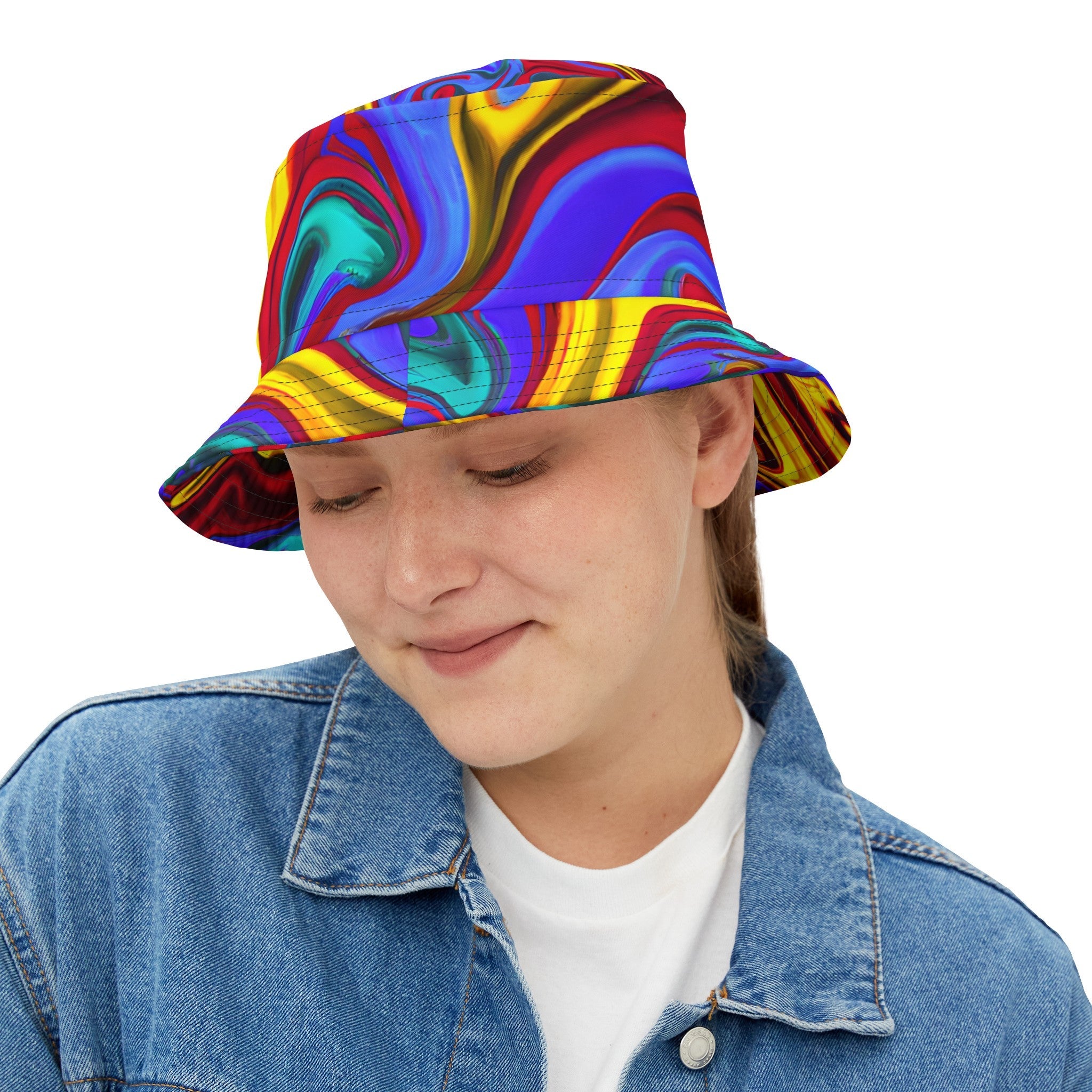 Bucket Hats - Trippy Yellow Swirl Bucket Hat - Acid Daddy