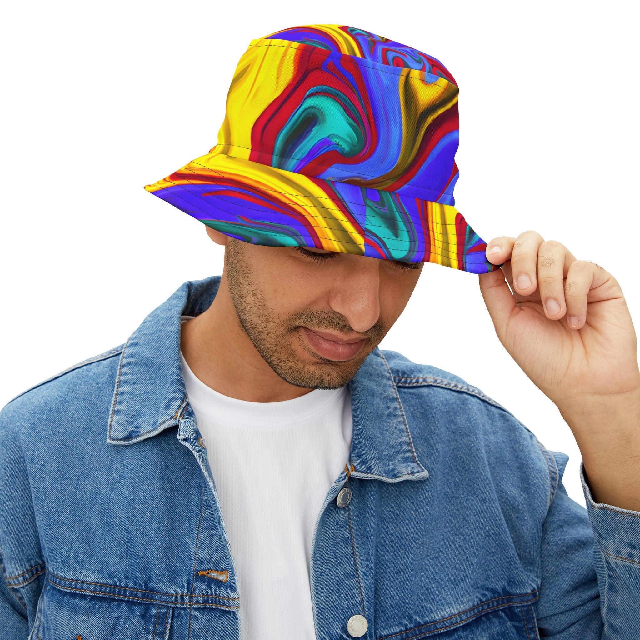 Bucket Hats - Trippy Yellow Swirl Bucket Hat - Acid Daddy