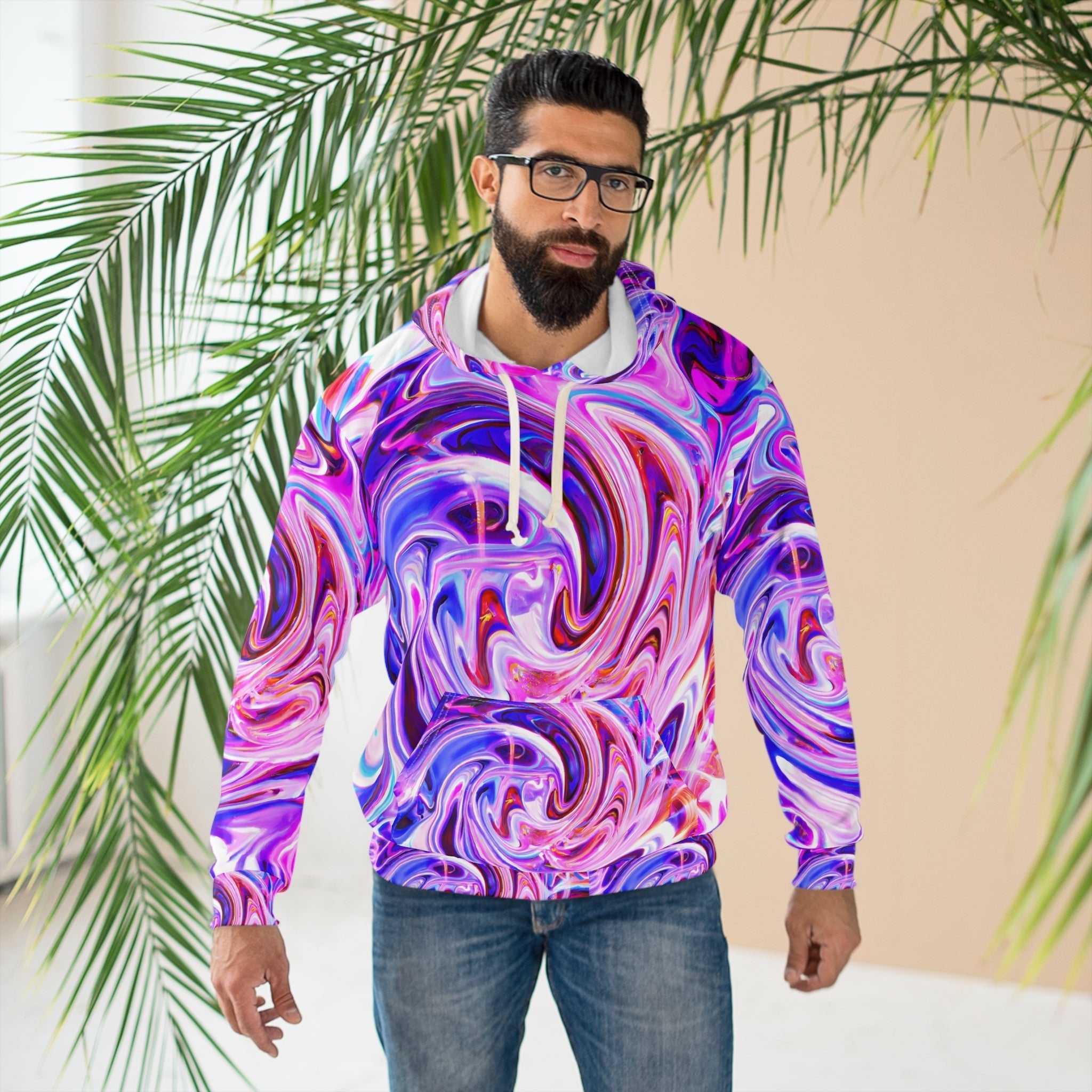 Pullover Hoodies - Psychedelic Purple Swirl Unisex Pullover Hoodie - Acid Daddy