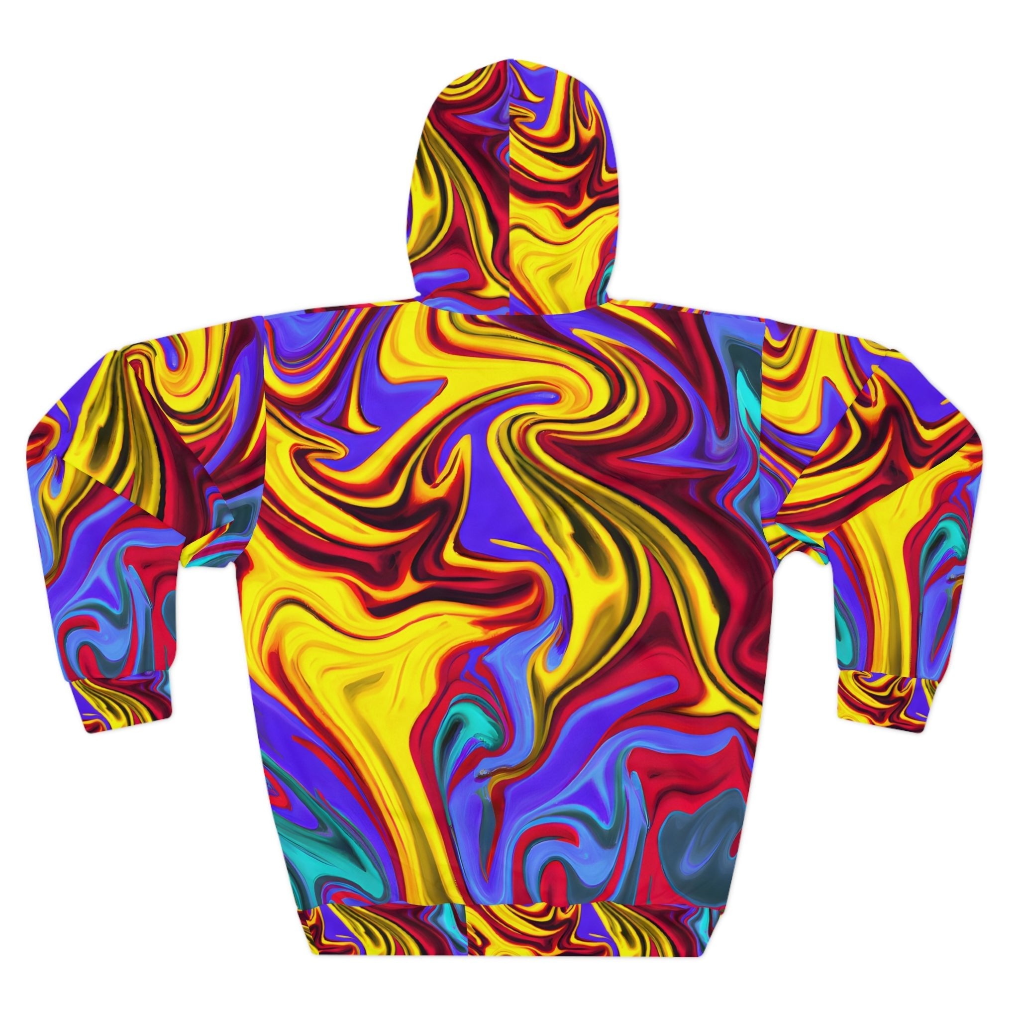 Pullover Hoodies - Trippy Yellow Swirl Unisex Pullover Hoodie - Acid Daddy