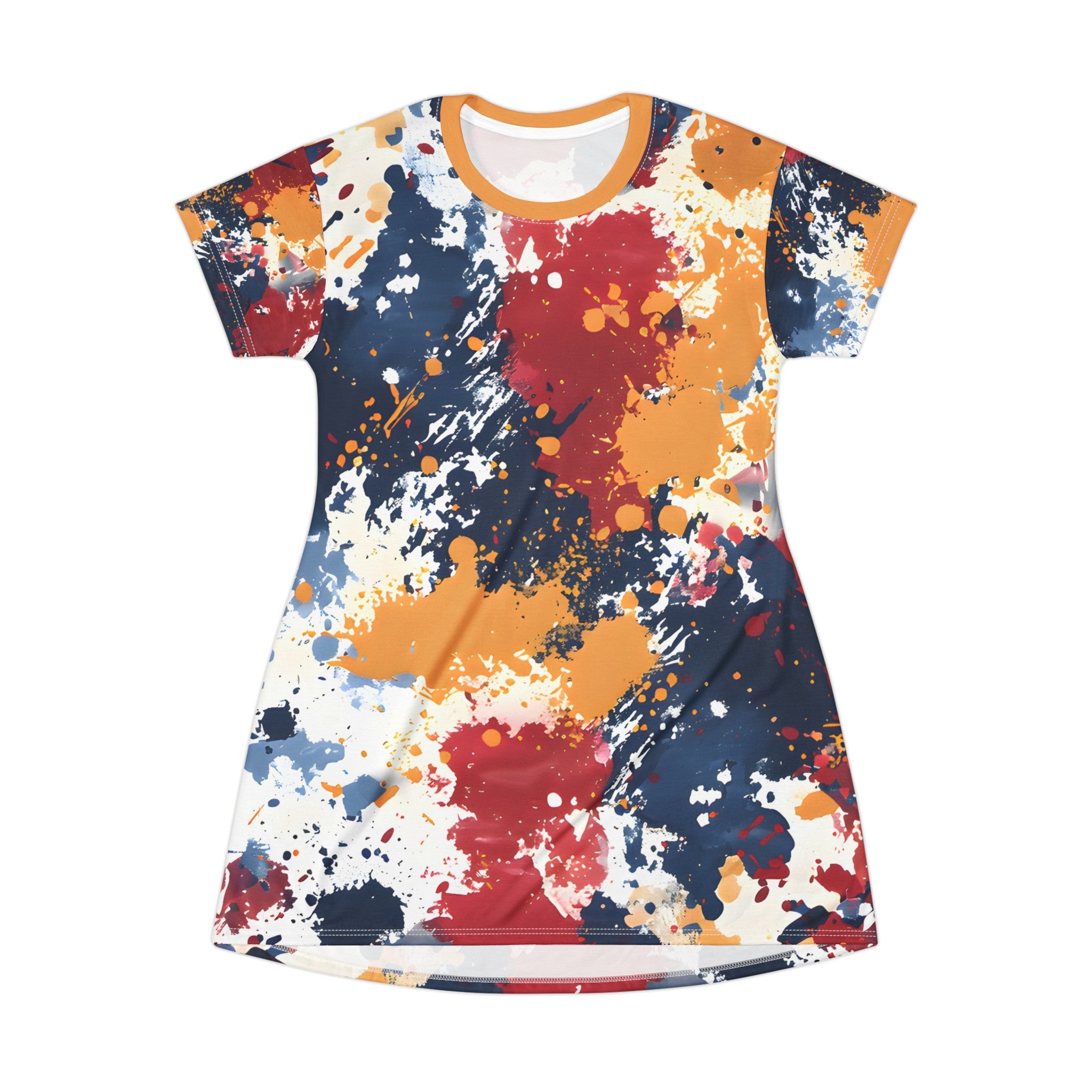 T - Shirt Dresses - Crimson Gold Splash T - Shirt Dress - Acid Daddy