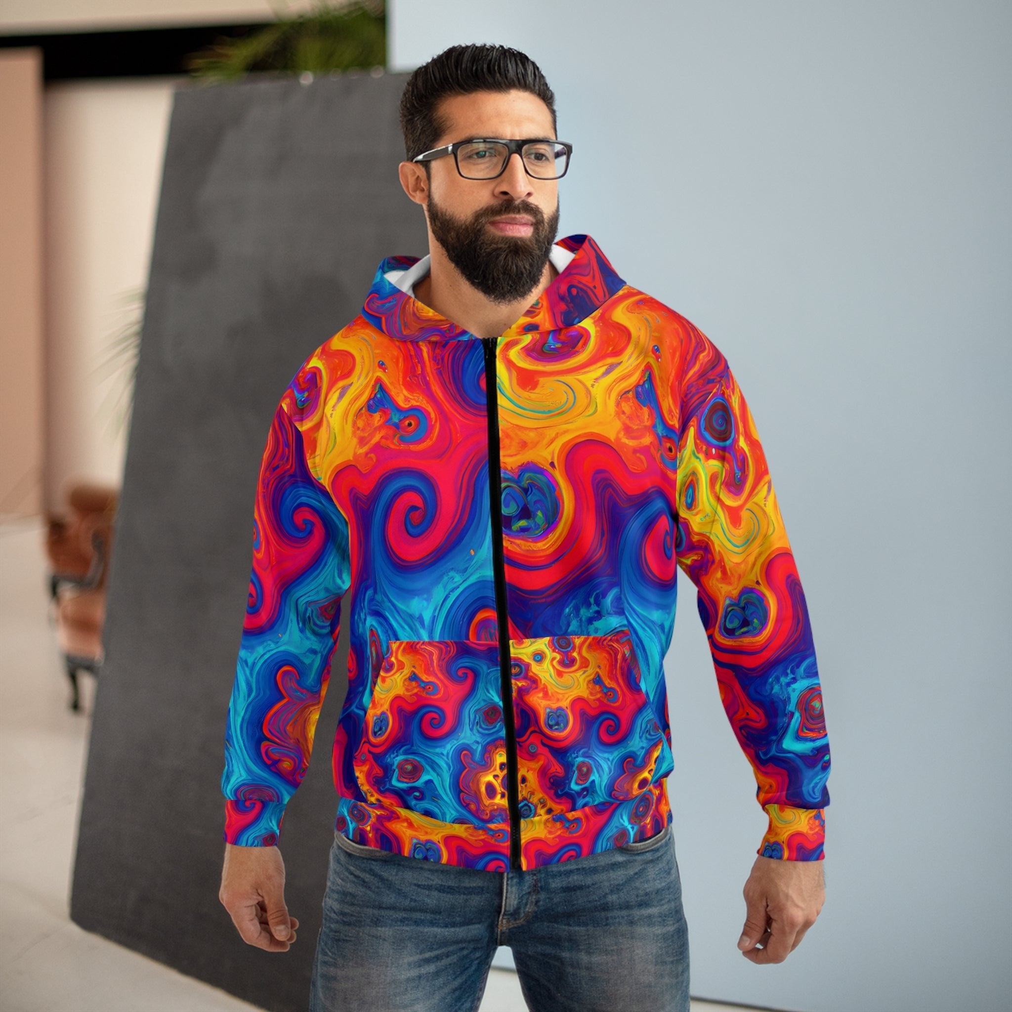 Zippered Hoodies - Amoebic Blue Unisex Zippered Hoodie - Acid Daddy