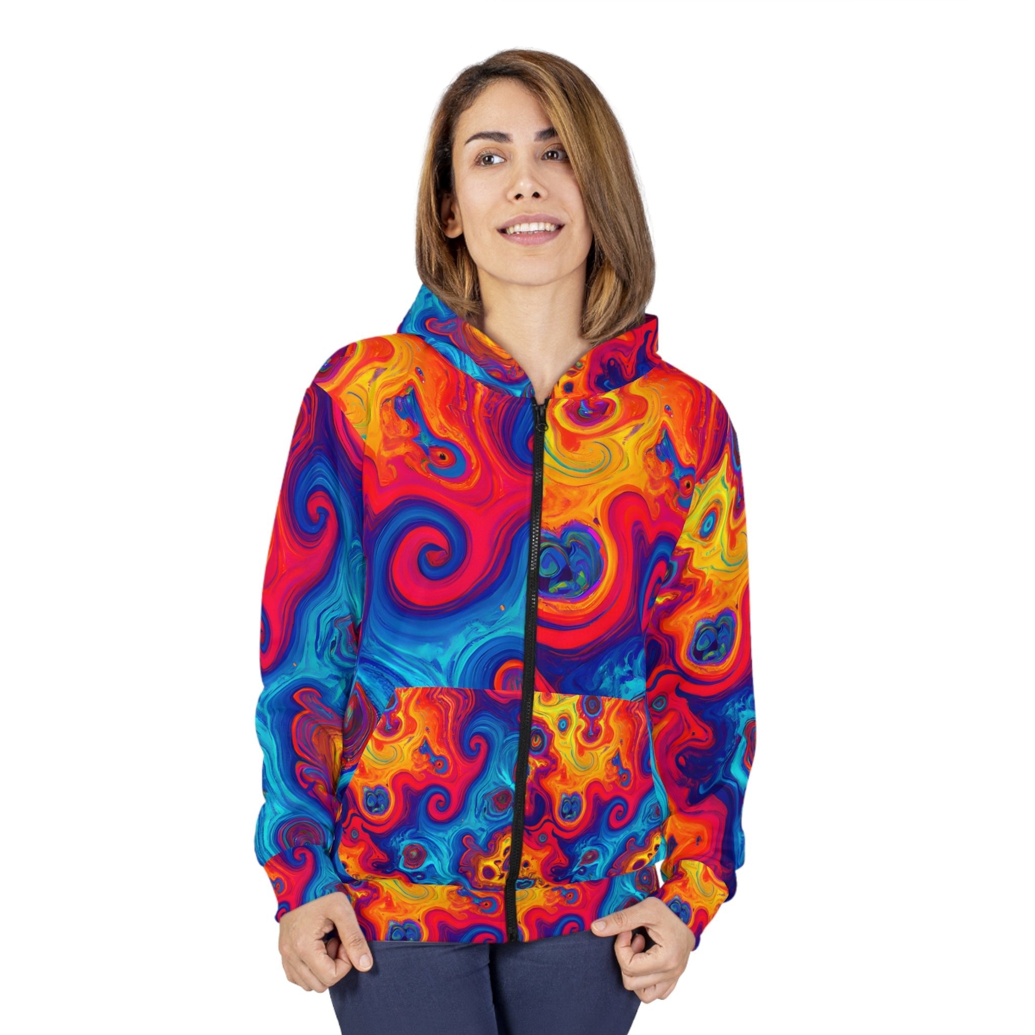 Zippered Hoodies - Amoebic Blue Unisex Zippered Hoodie - Acid Daddy