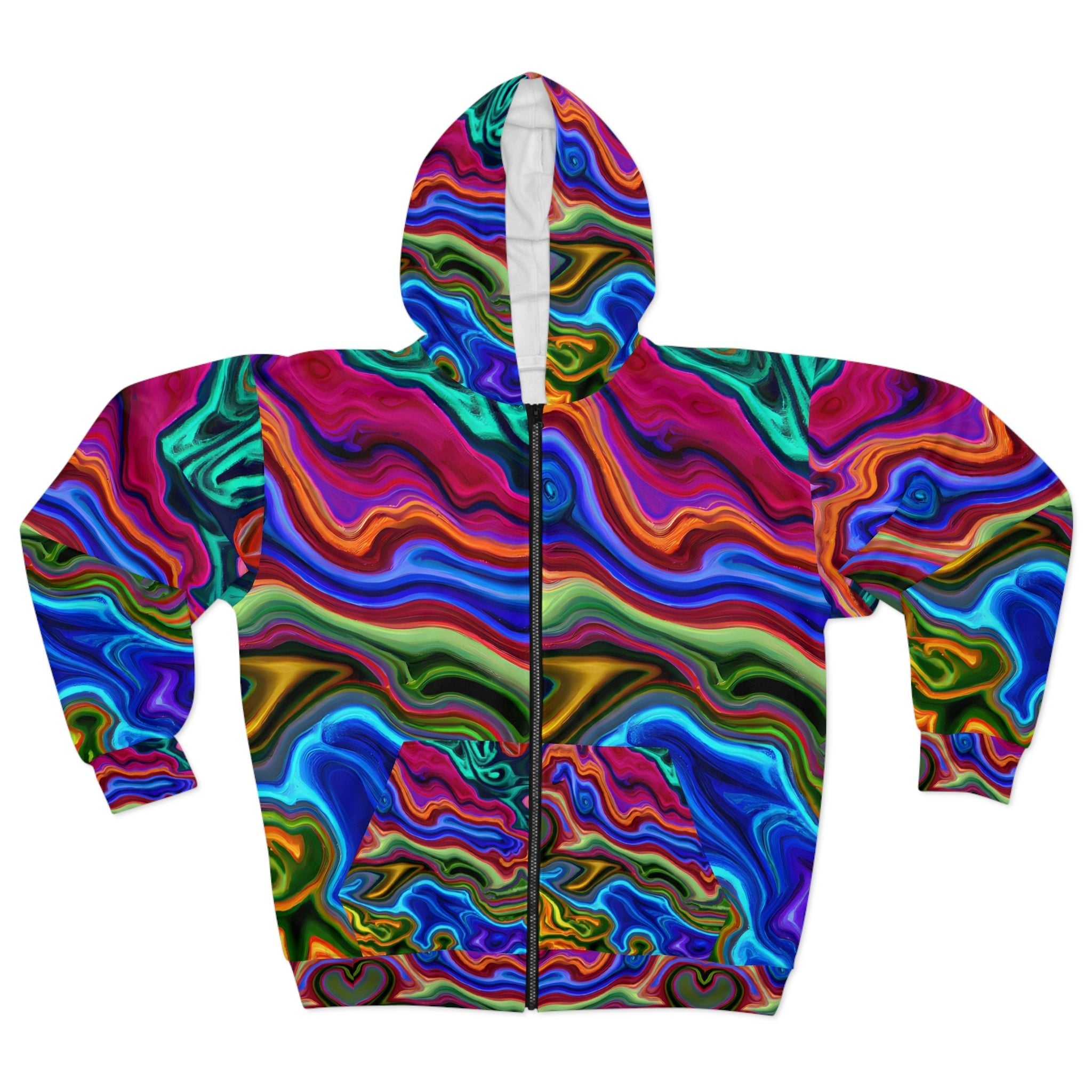 Zippered Hoodies - Kinetic Blues Unisex Zippered Hoodie - Acid Daddy