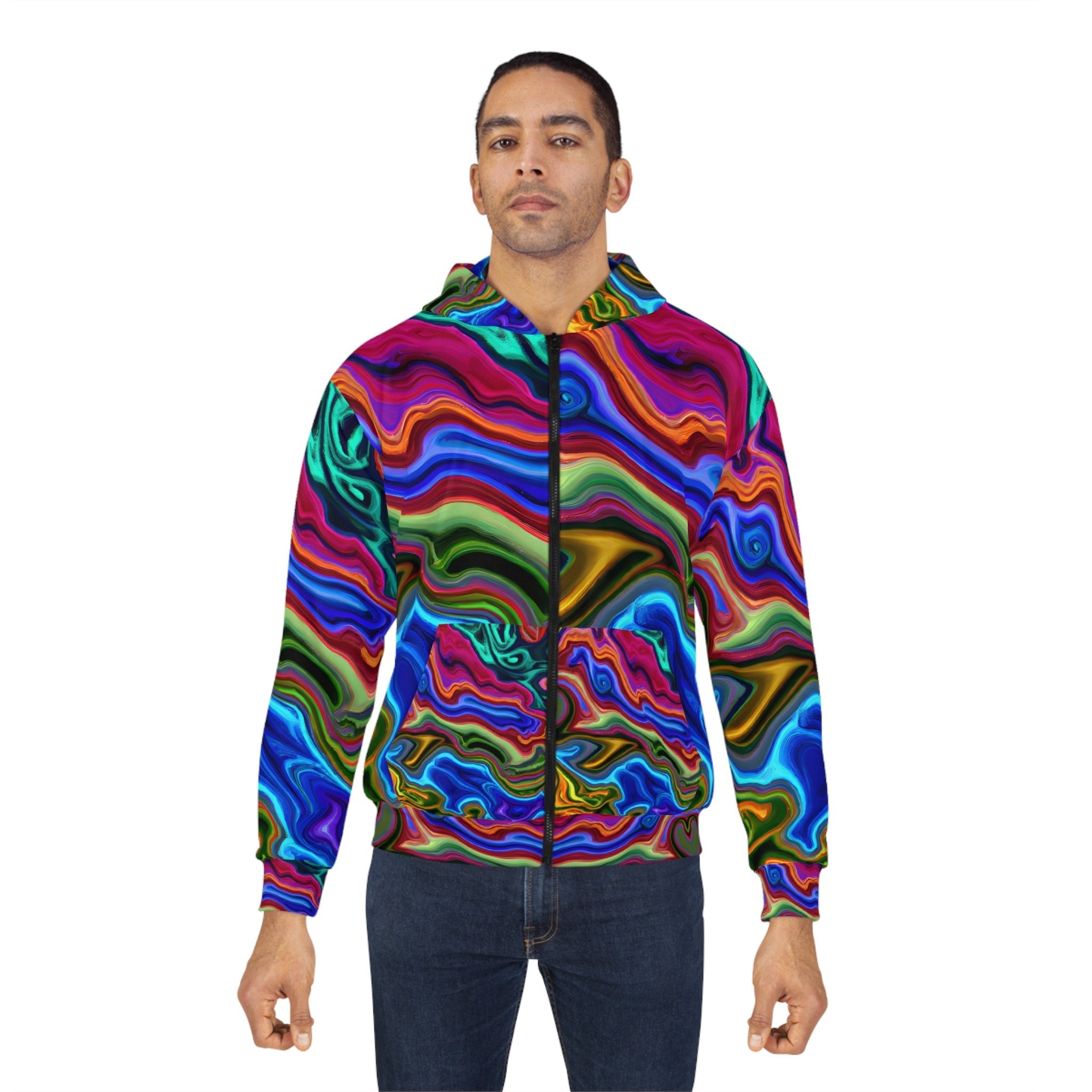 Zippered Hoodies - Kinetic Blues Unisex Zippered Hoodie - Acid Daddy