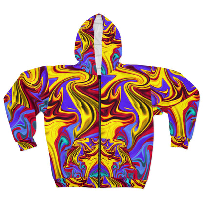 Zippered Hoodies - Trippy Yellow Swirl Unisex Zippered Hoodie - Acid Daddy