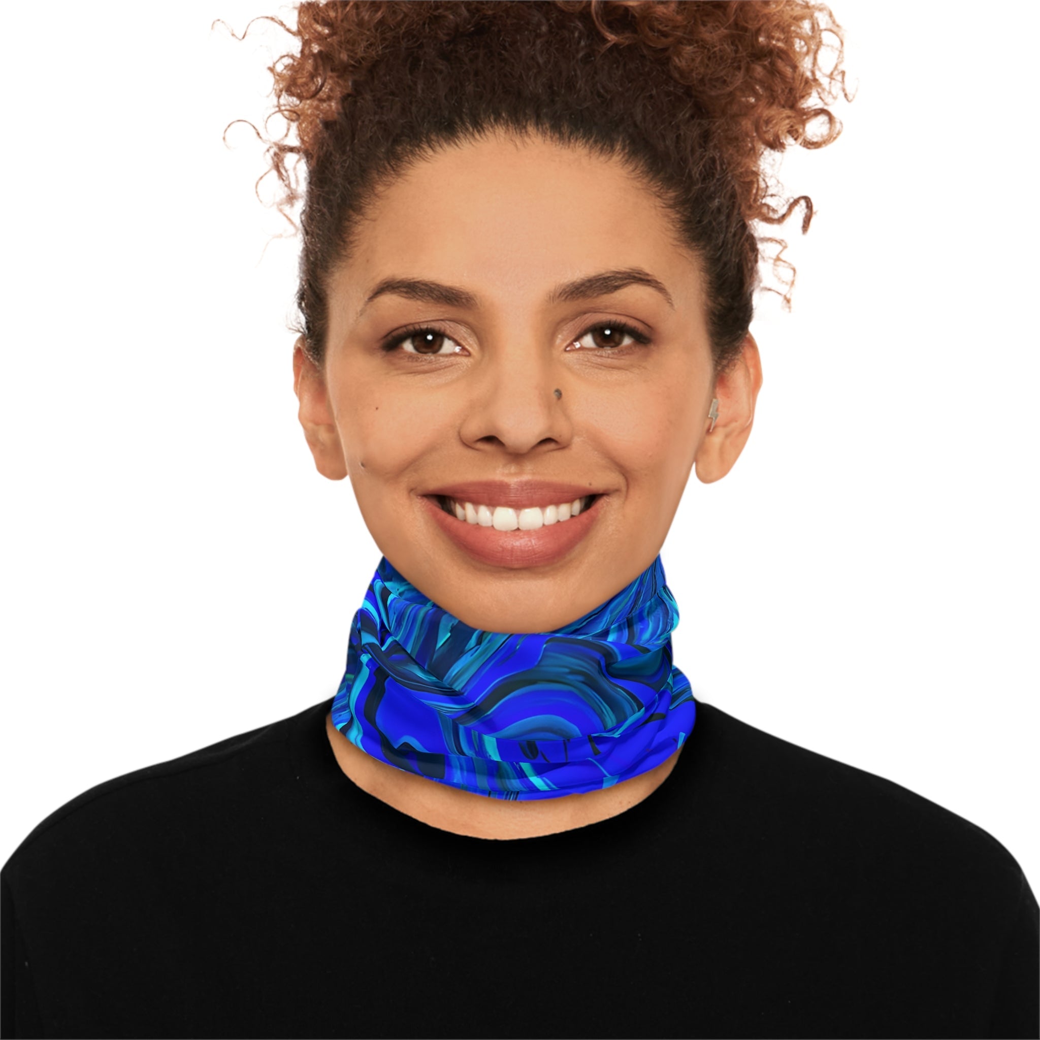 Gaiters - Frosty Blue Ice Design Winter Neck Gaiter - Acid Daddy