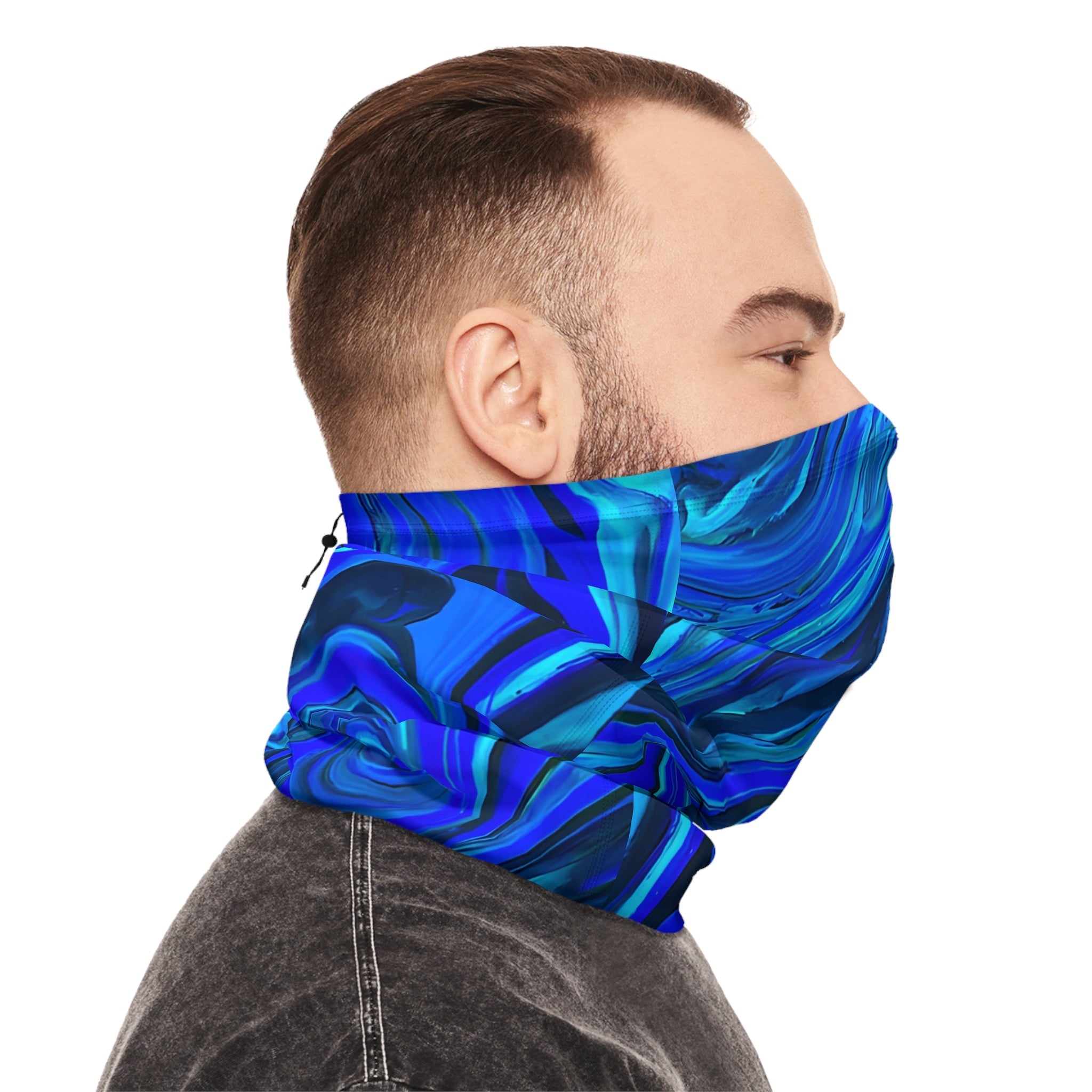 Gaiters - Frosty Blue Ice Design Winter Neck Gaiter - Acid Daddy