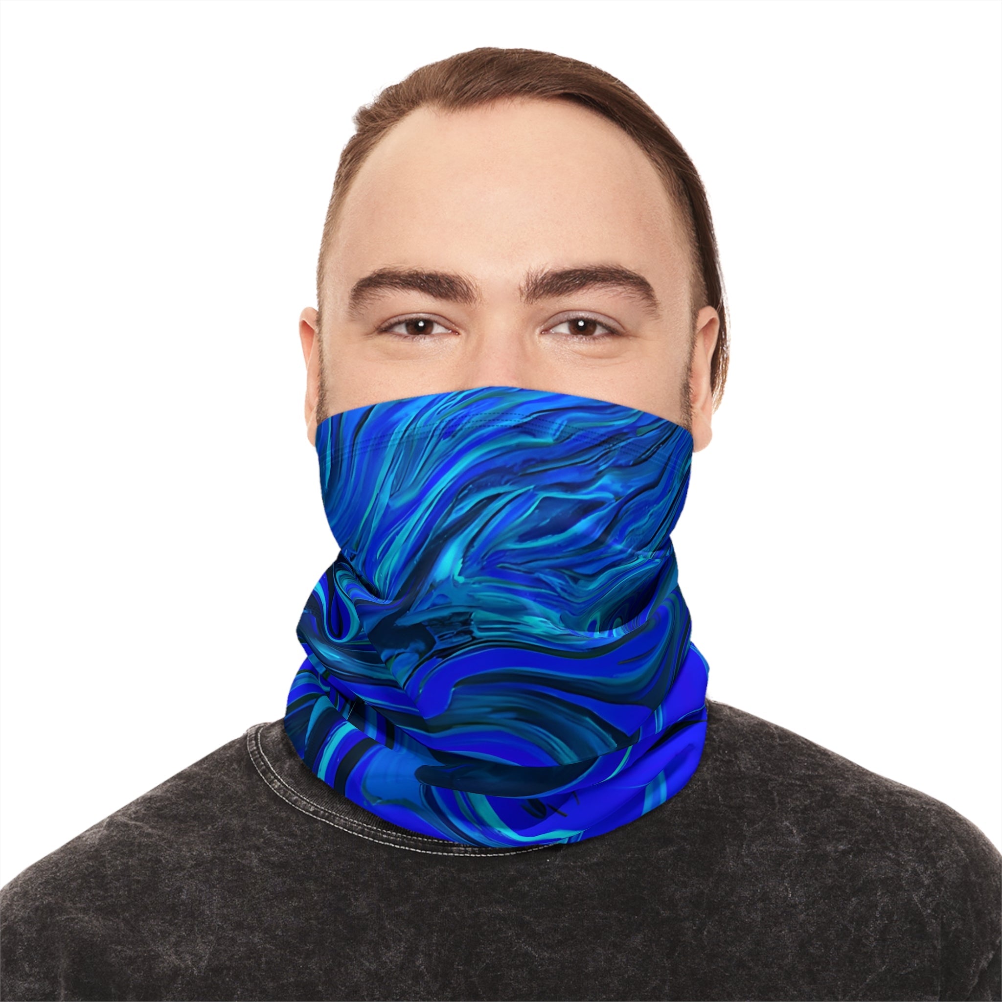 Gaiters - Frosty Blue Ice Design Winter Neck Gaiter - Acid Daddy