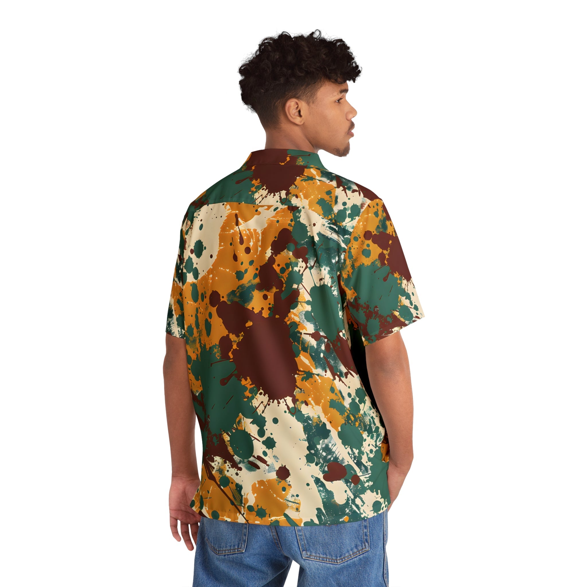 Hawaiian Shirts - Marsala Gold Splash Hawaiian Shirt - Acid Daddy