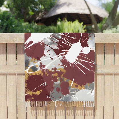 Beach Blankets - Maroon Gray Splash Rave Beach Blanket - Acid Daddy