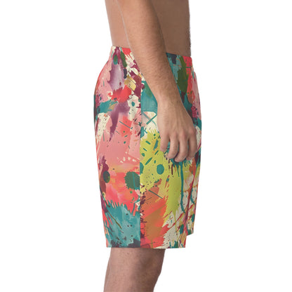 Beach Shorts - Men's Cerulean Peach Splash Beach Shorts - Acid Daddy