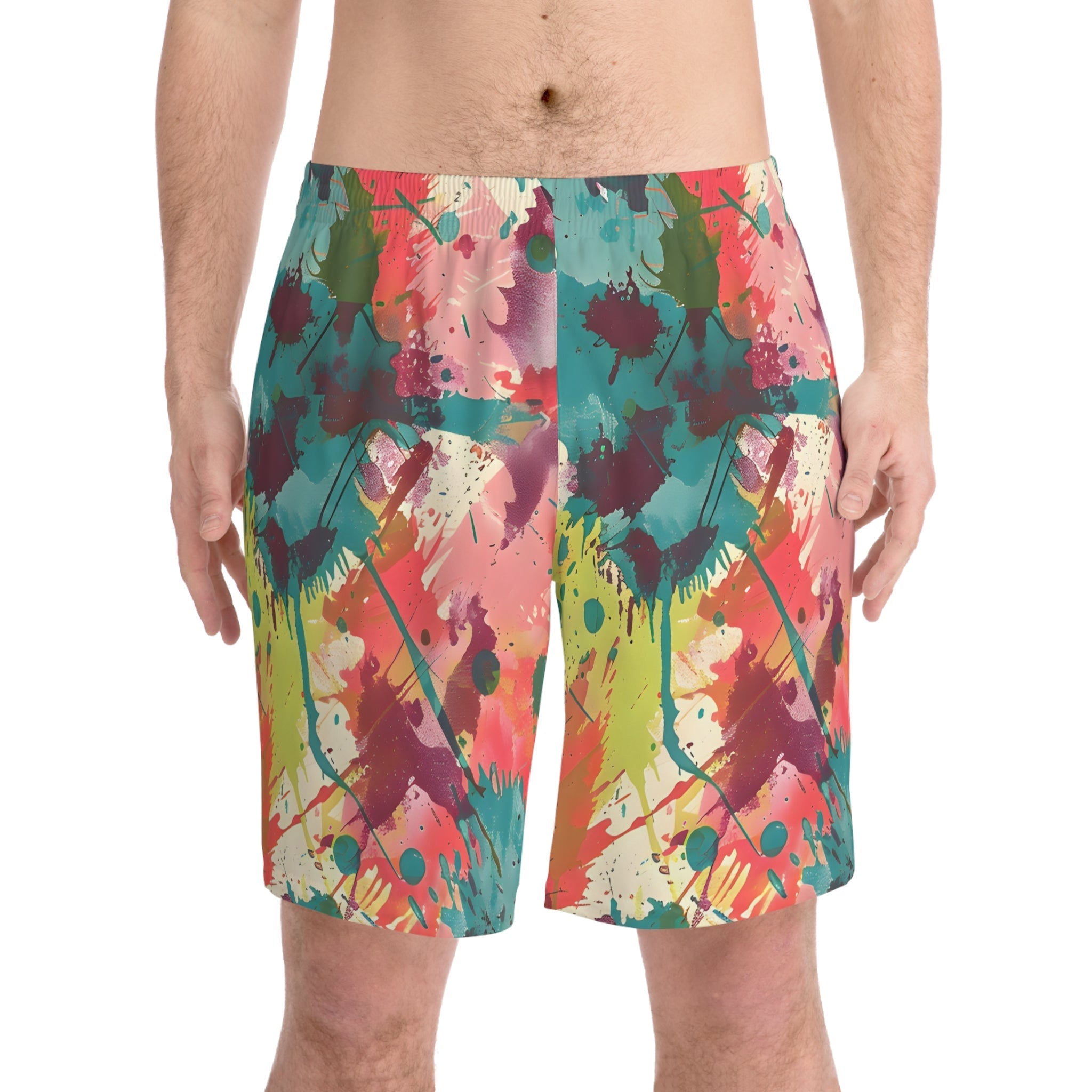 Beach Shorts - Men's Cerulean Peach Splash Beach Shorts - Acid Daddy