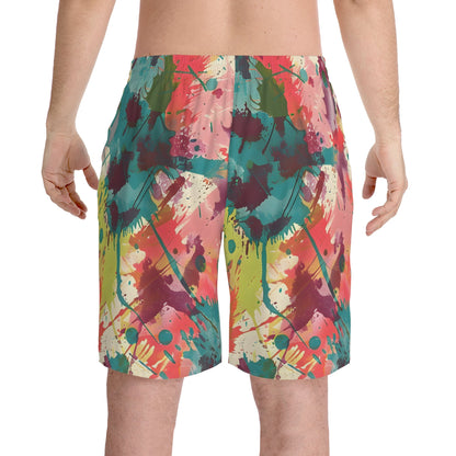 Beach Shorts - Men's Cerulean Peach Splash Beach Shorts - Acid Daddy