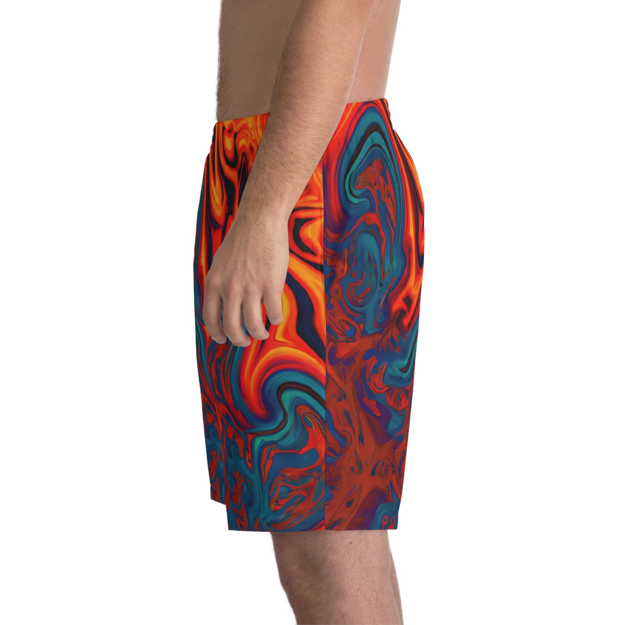 Beach Shorts - Men's Eccentric Orange Fiesta Beach Shorts - Acid Daddy