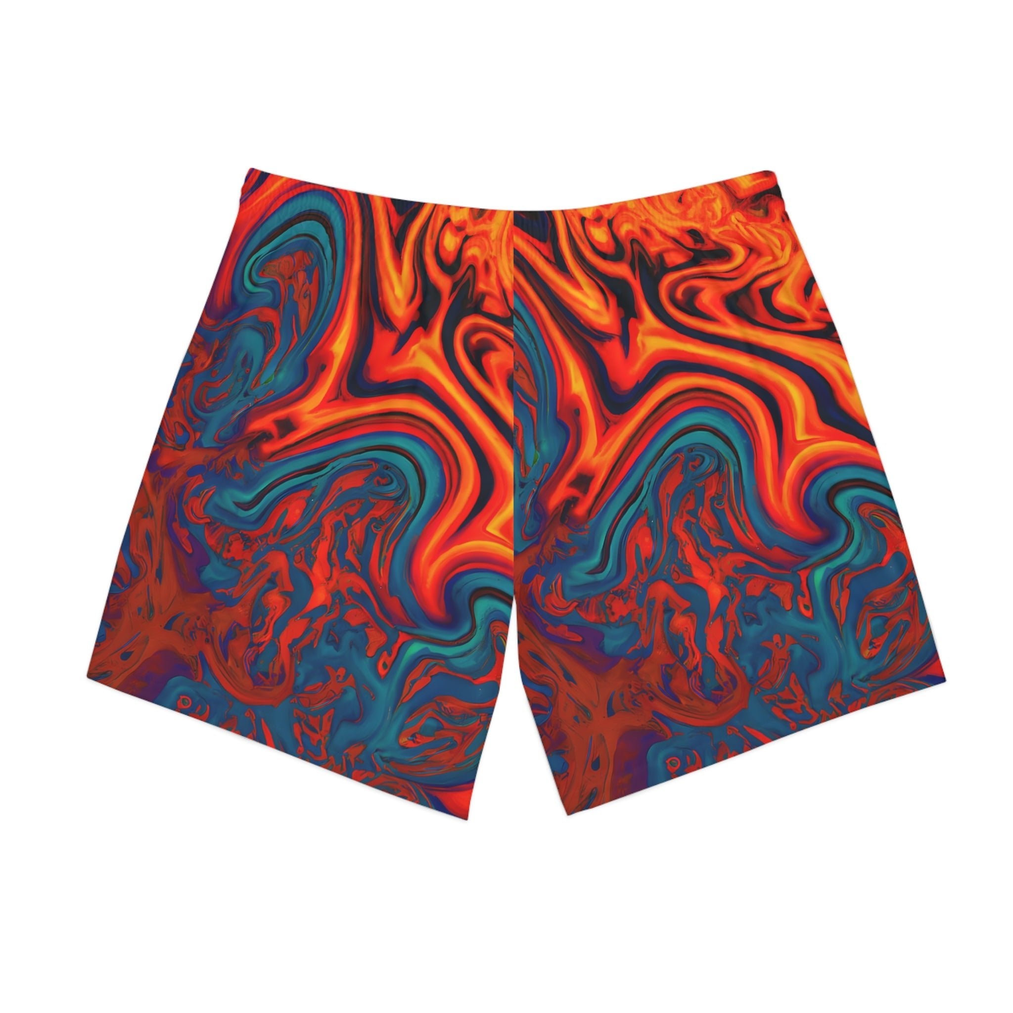 Beach Shorts - Men's Eccentric Orange Fiesta Beach Shorts - Acid Daddy