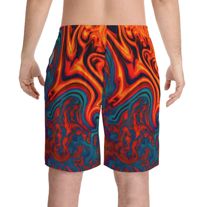 Beach Shorts - Men's Eccentric Orange Fiesta Beach Shorts - Acid Daddy