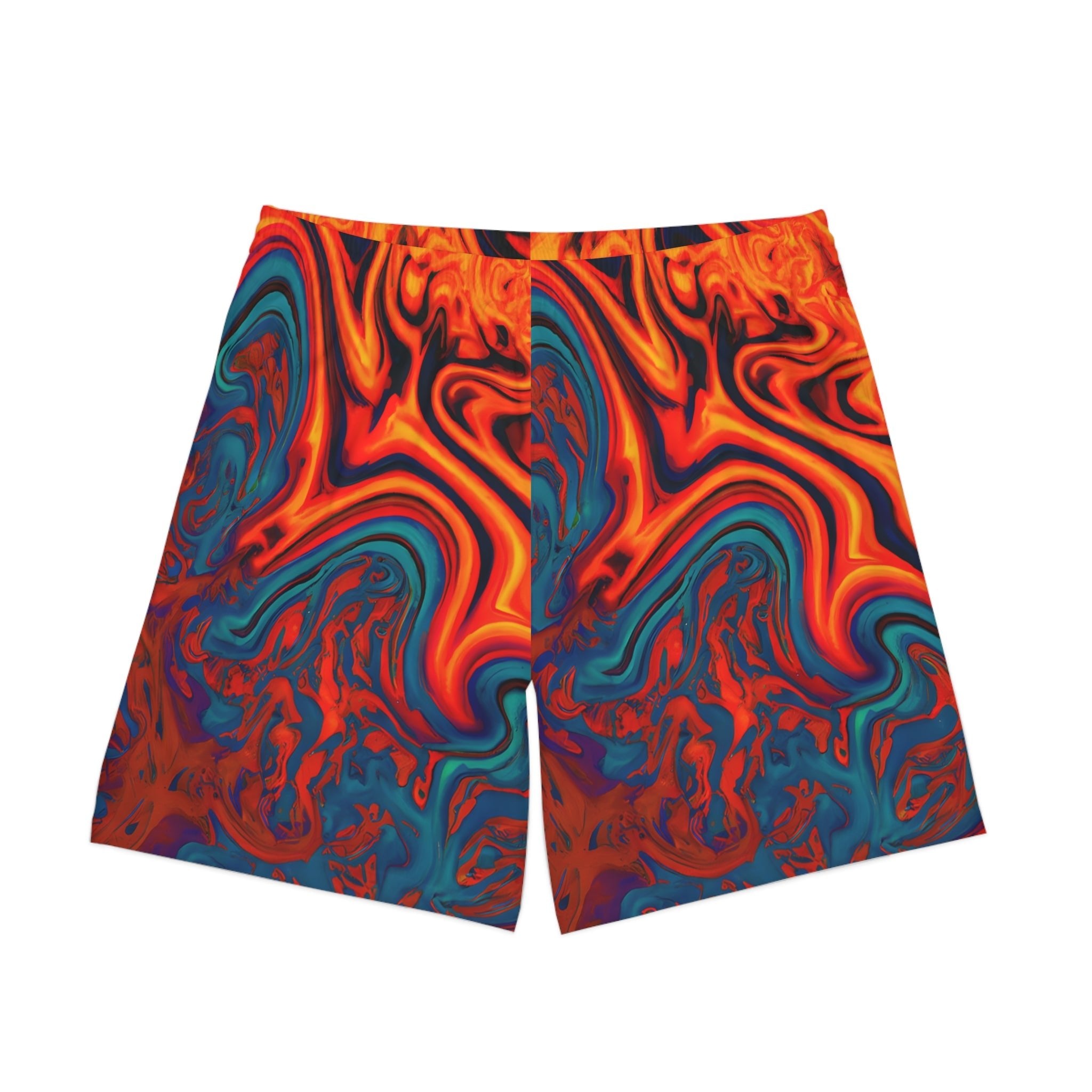 Beach Shorts - Men's Eccentric Orange Fiesta Beach Shorts - Acid Daddy