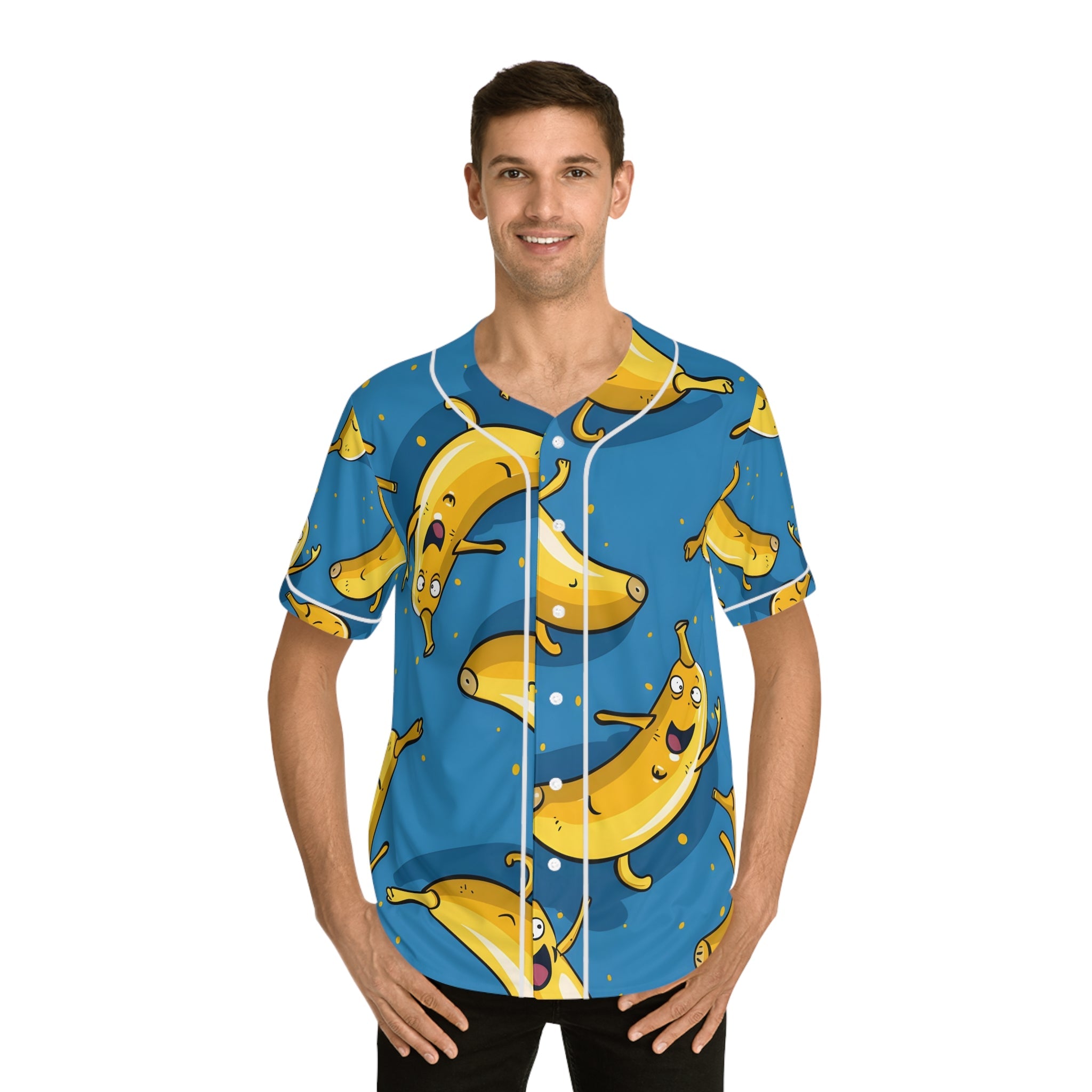 Hawaiian Shirts - Men's Fun Happy Banana Baseball Jersey - Acid Daddy