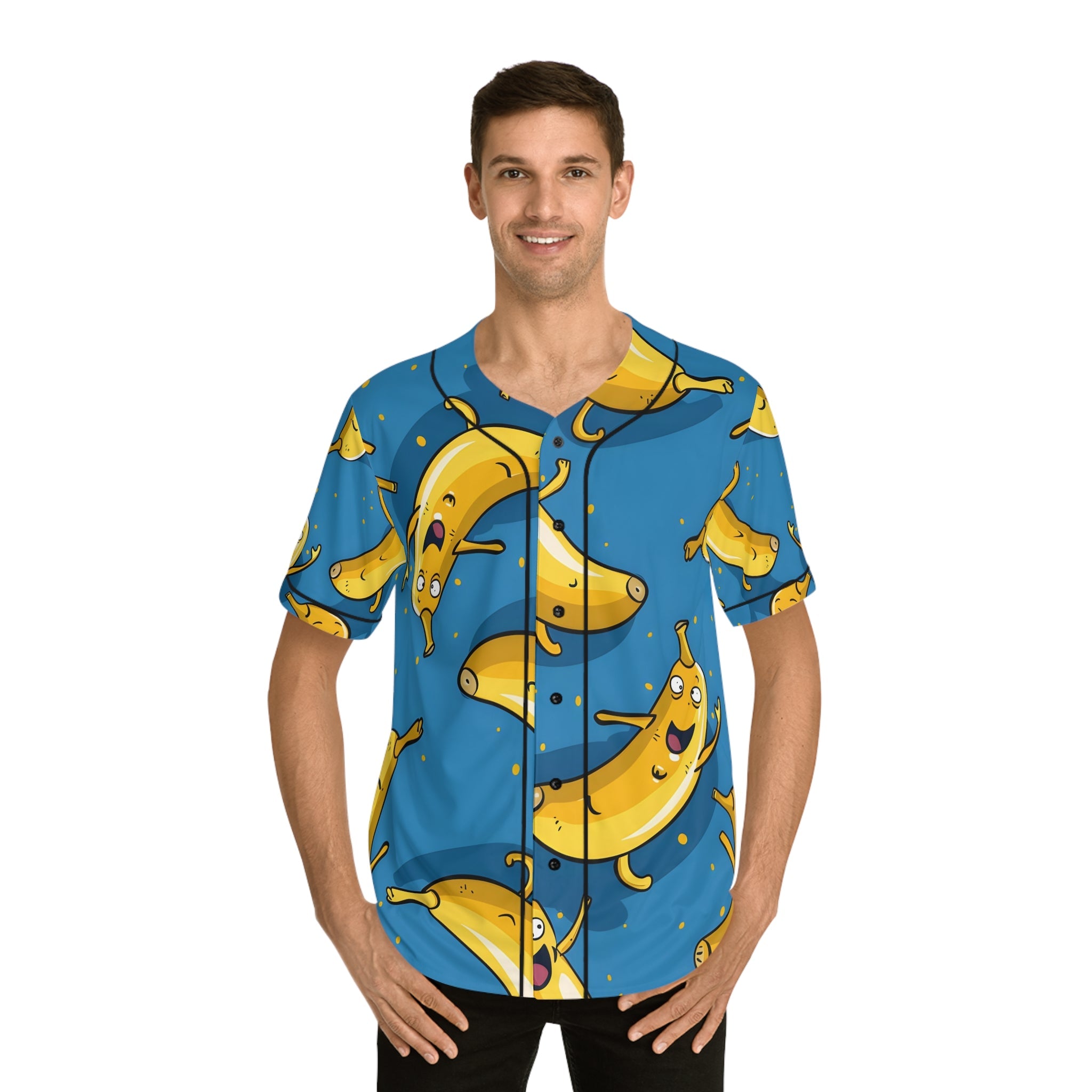 Hawaiian Shirts - Men's Fun Happy Banana Baseball Jersey - Acid Daddy