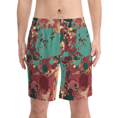 Beach Shorts - Men's Gold Peacock Splash Beach Shorts - Acid Daddy