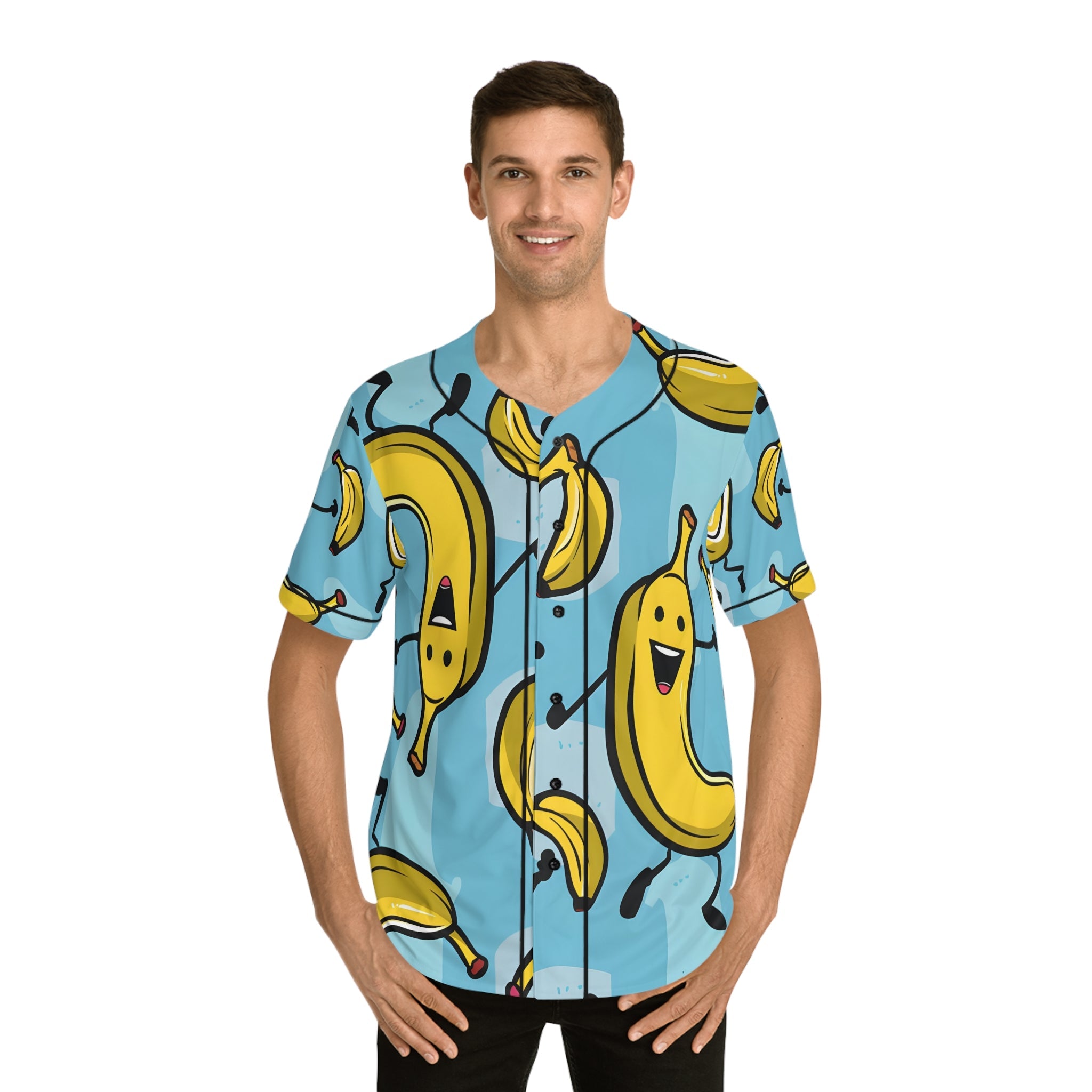 Hawaiian Shirts - Men's Happy Banana Team Baseball Jersey - Acid Daddy