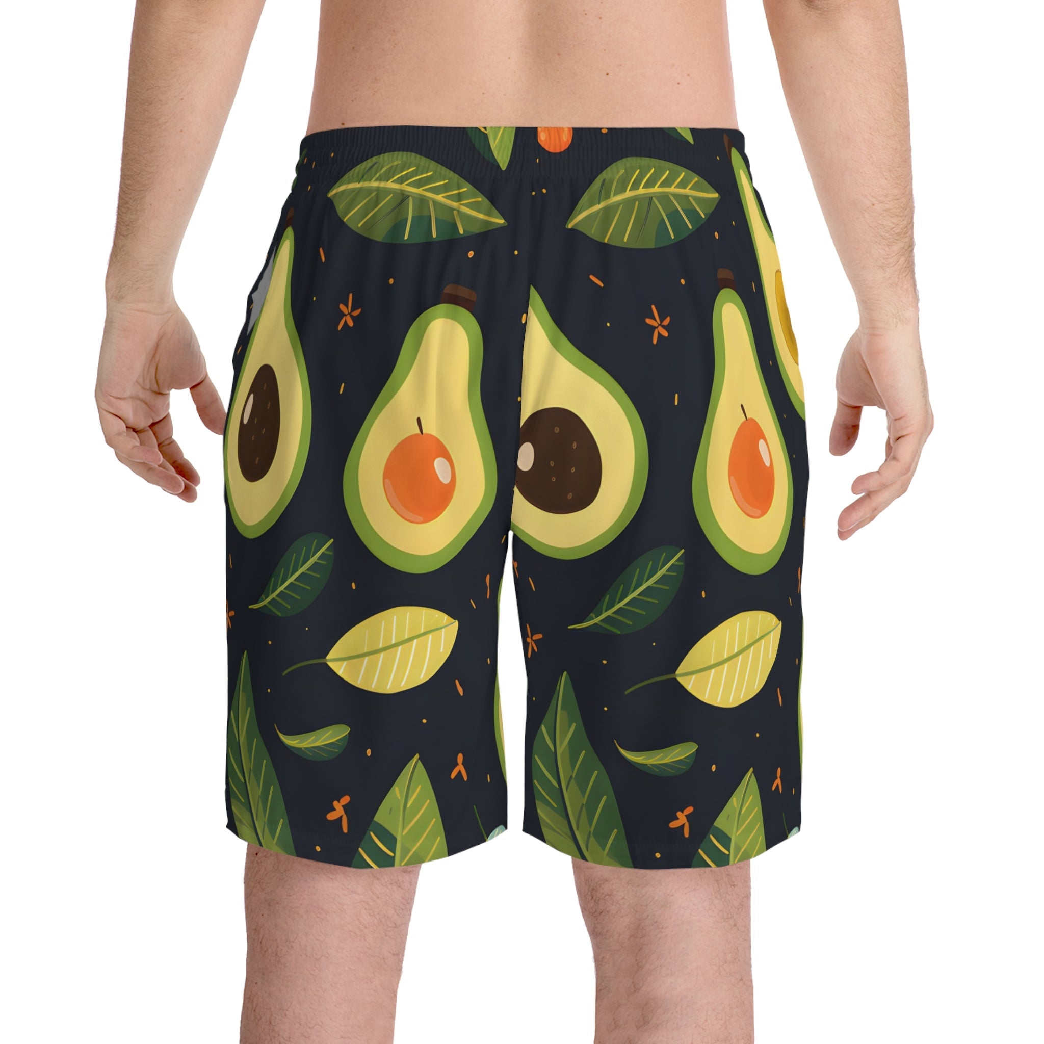 All Over Prints - Men's Lively Avocado Print Beach Shorts - Acid Daddy