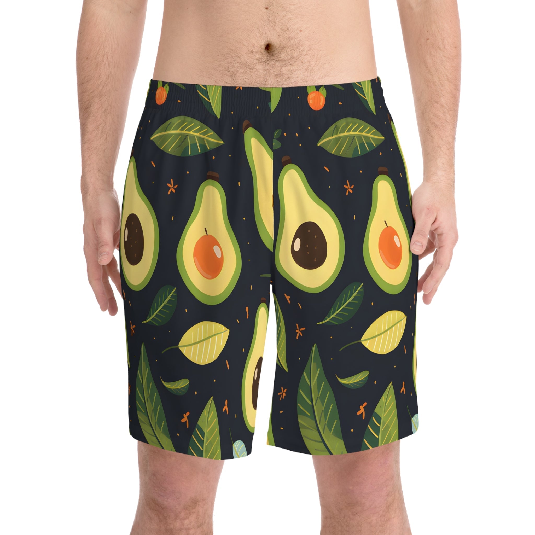 All Over Prints - Men's Lively Avocado Print Beach Shorts - Acid Daddy