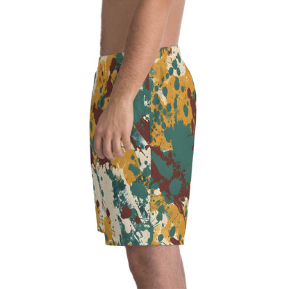 Beach Shorts - Men's Marsala Gold Splash Beach Shorts - Acid Daddy