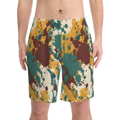 Beach Shorts - Men's Marsala Gold Splash Beach Shorts - Acid Daddy