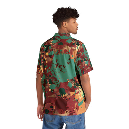 All Over Prints - Men's Marsala Green Splash Hawaiian Shirt - Acid Daddy