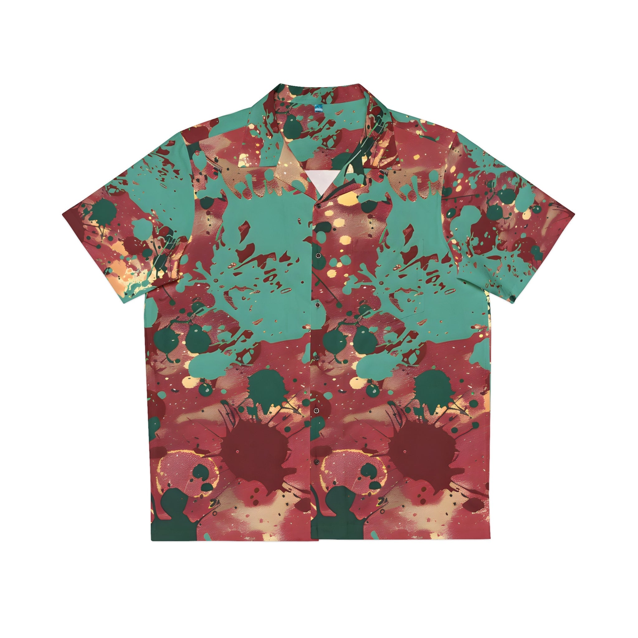 All Over Prints - Men's Marsala Green Splash Hawaiian Shirt - Acid Daddy