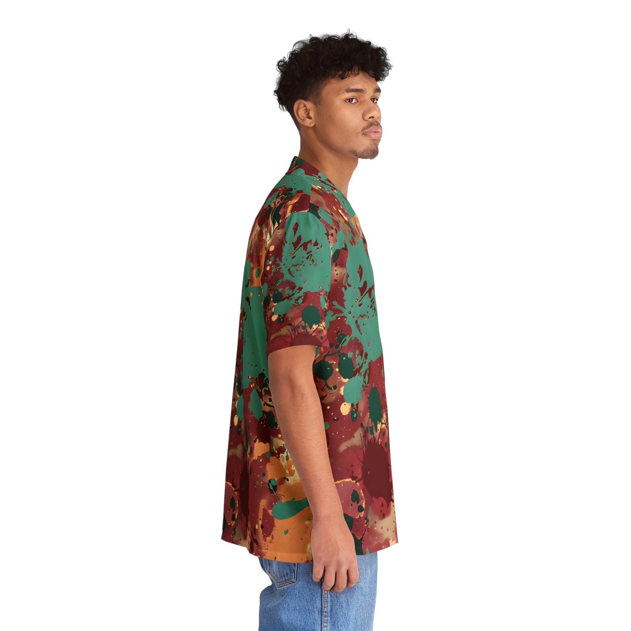 All Over Prints - Men's Marsala Green Splash Hawaiian Shirt - Acid Daddy