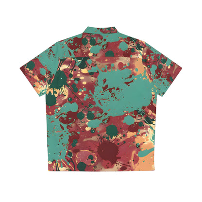 All Over Prints - Men's Marsala Green Splash Hawaiian Shirt - Acid Daddy