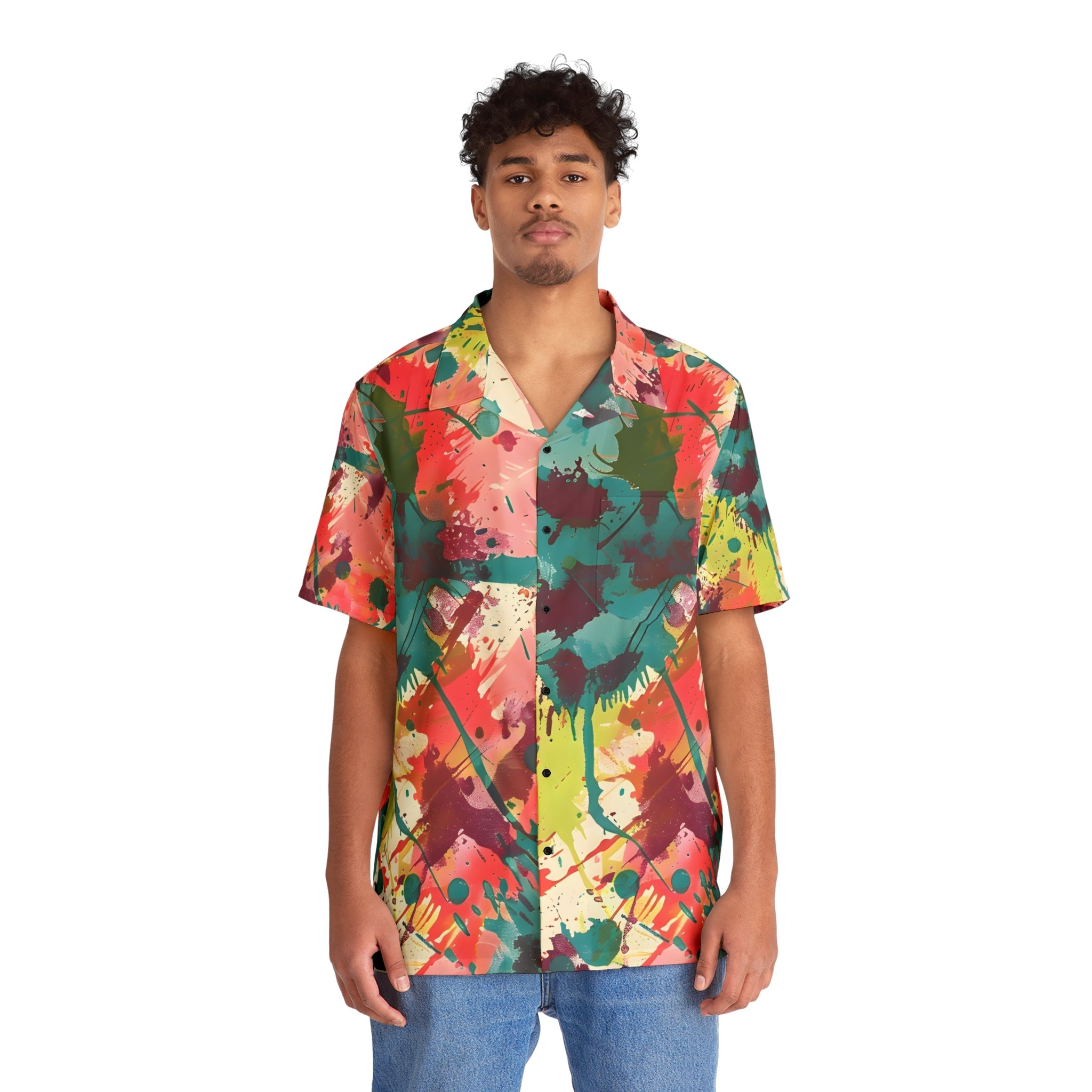 Hawaiian Shirts - Men's Peach Splash Hawaiian Shirt - Acid Daddy