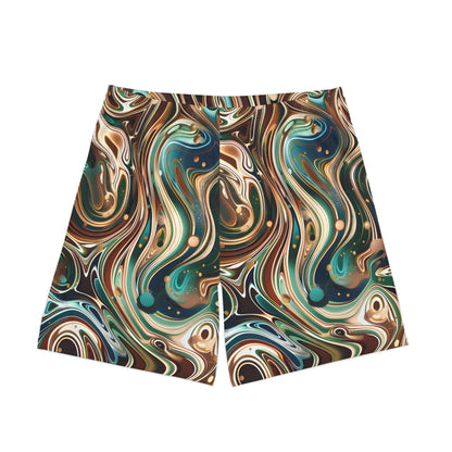 Beach Shorts - Men's Psychedelic Sapphire Emerald Beach Shorts - Acid Daddy