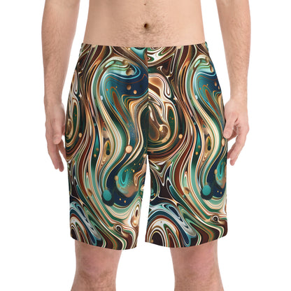 Beach Shorts - Men's Psychedelic Sapphire Emerald Beach Shorts - Acid Daddy