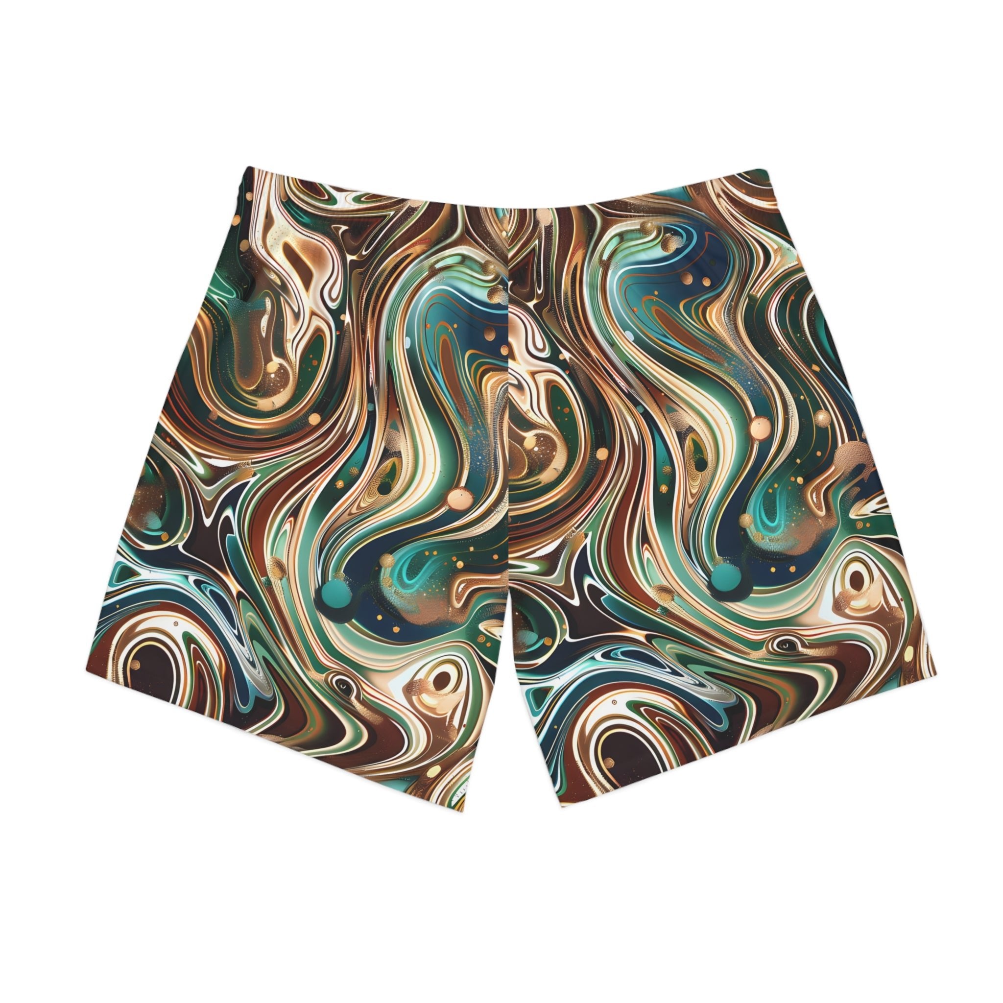 Beach Shorts - Men's Psychedelic Sapphire Emerald Beach Shorts - Acid Daddy