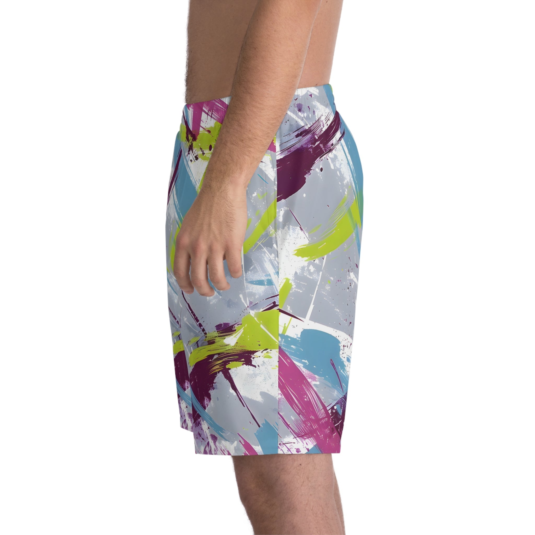 Beach Shorts - Men's Sky Lime Crimson Swim Beach Shorts - Acid Daddy