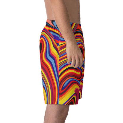 Beach Shorts - Men's Swirly Retro Cool Beach Shorts - Acid Daddy