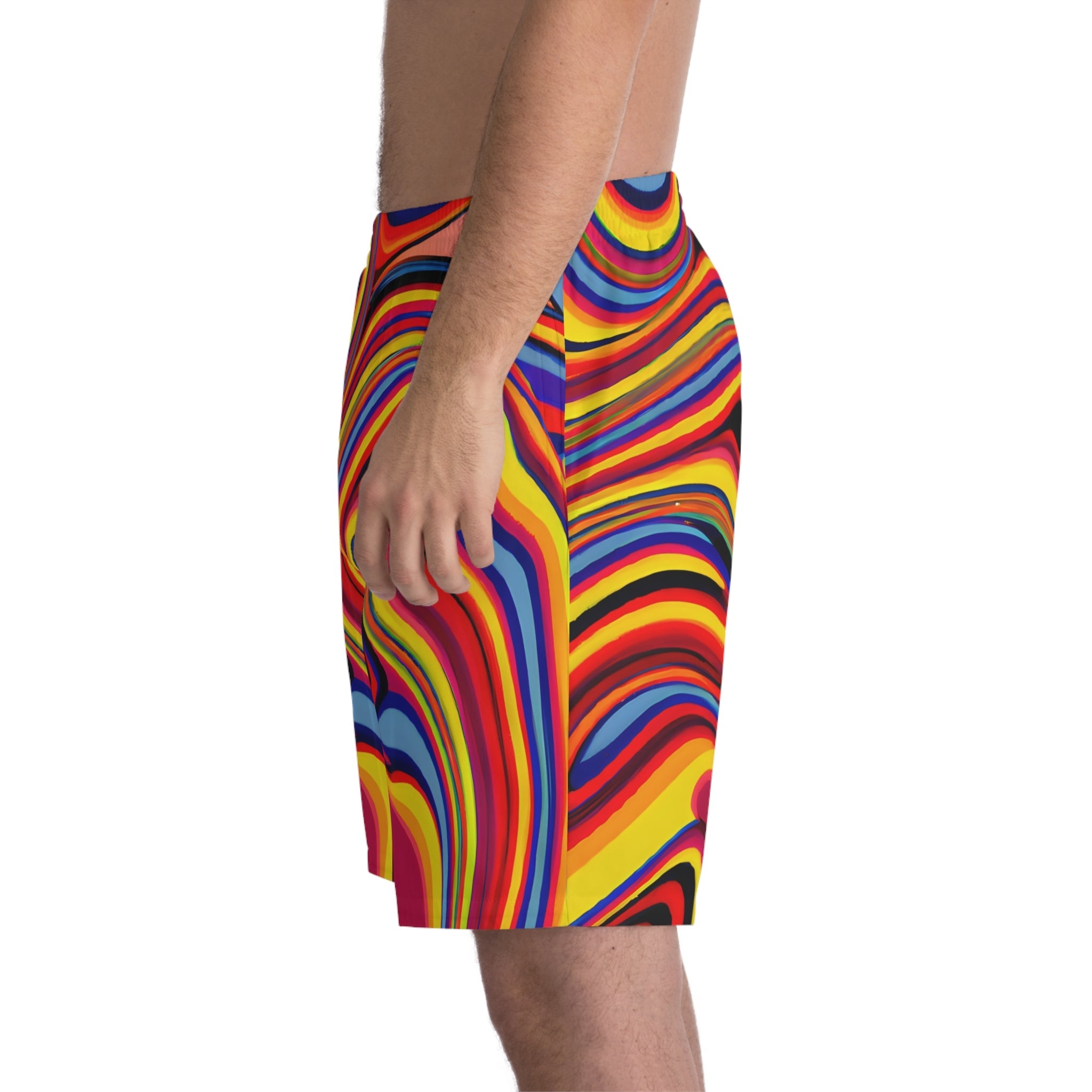 Beach Shorts - Men's Swirly Retro Cool Beach Shorts - Acid Daddy